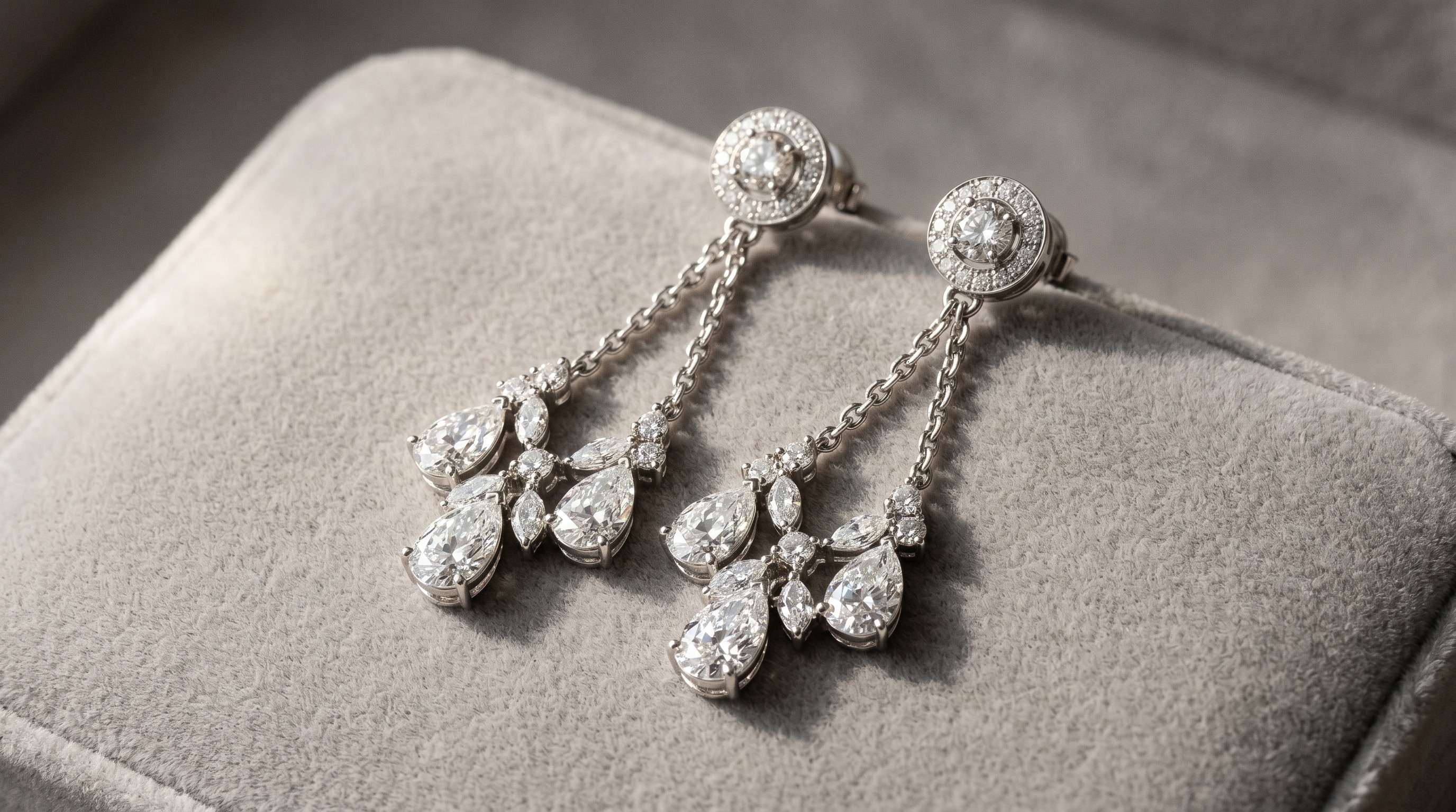 Adler white gold diamond drop earrings