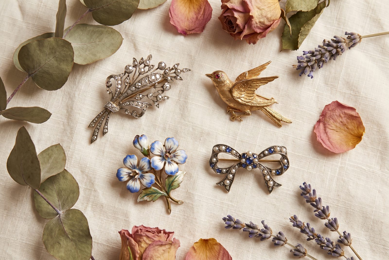 The antique brooch aesthetic trending on Pinterest in 2026 — a collection of antique brooches