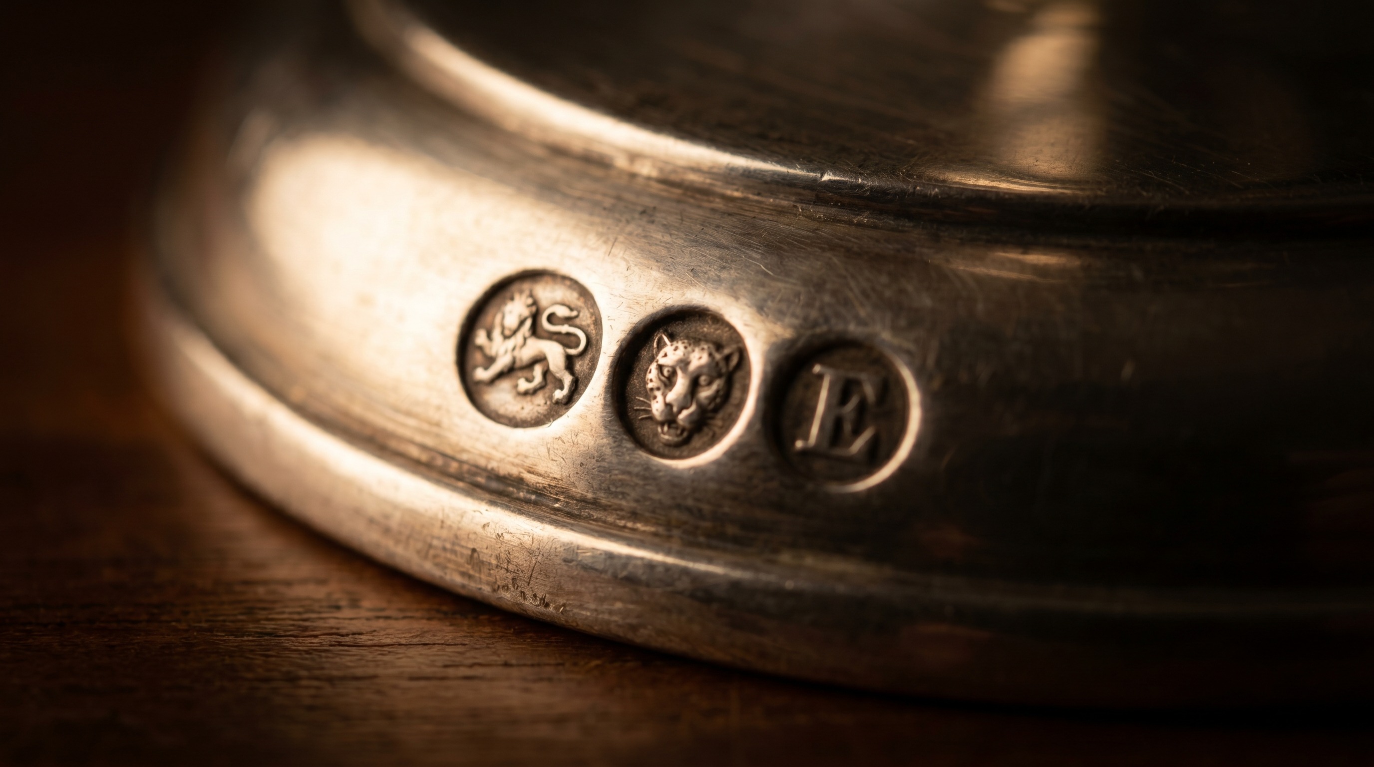 British silver hallmarks on the base of an antique chamberstick