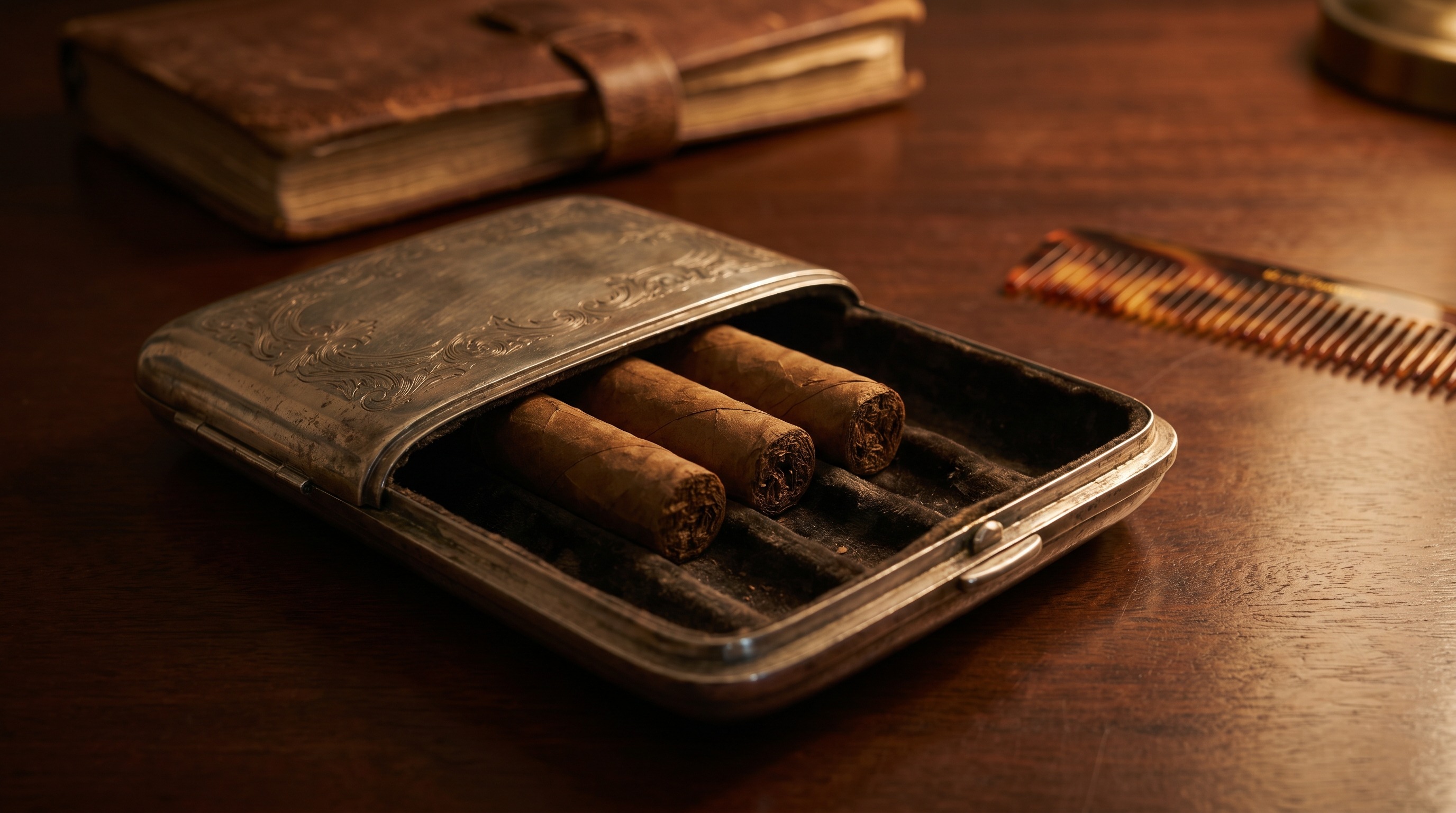 Antique sterling silver cigar case — sell silver in Wrexham with Mozeris Fine Antiques