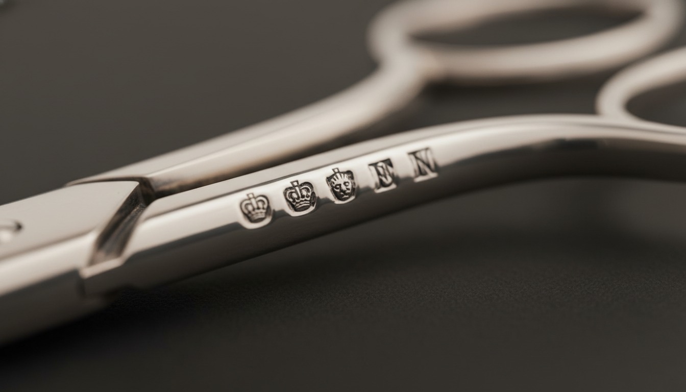British silver hallmarks on antique grape scissors