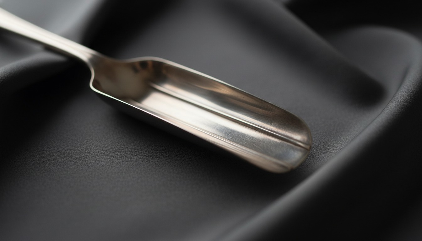 Narrow channelled bowl of an antique silver marrow scoop
