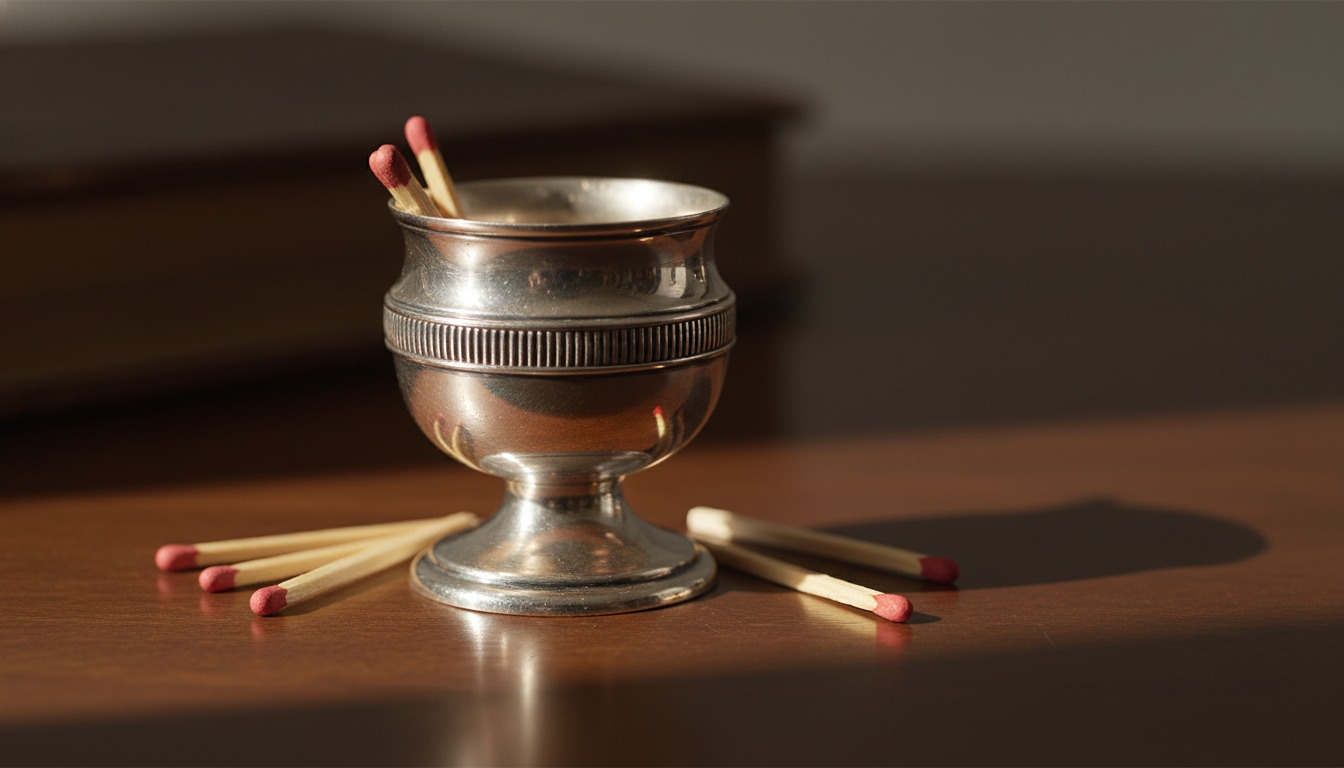 Antique sterling silver match striker with ribbed striking band — Mozeris Fine Antiques