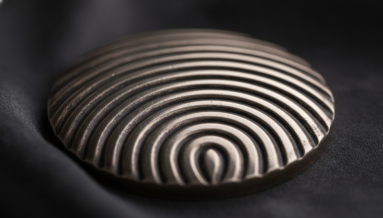 Ribbed striking surface of an antique silver match striker