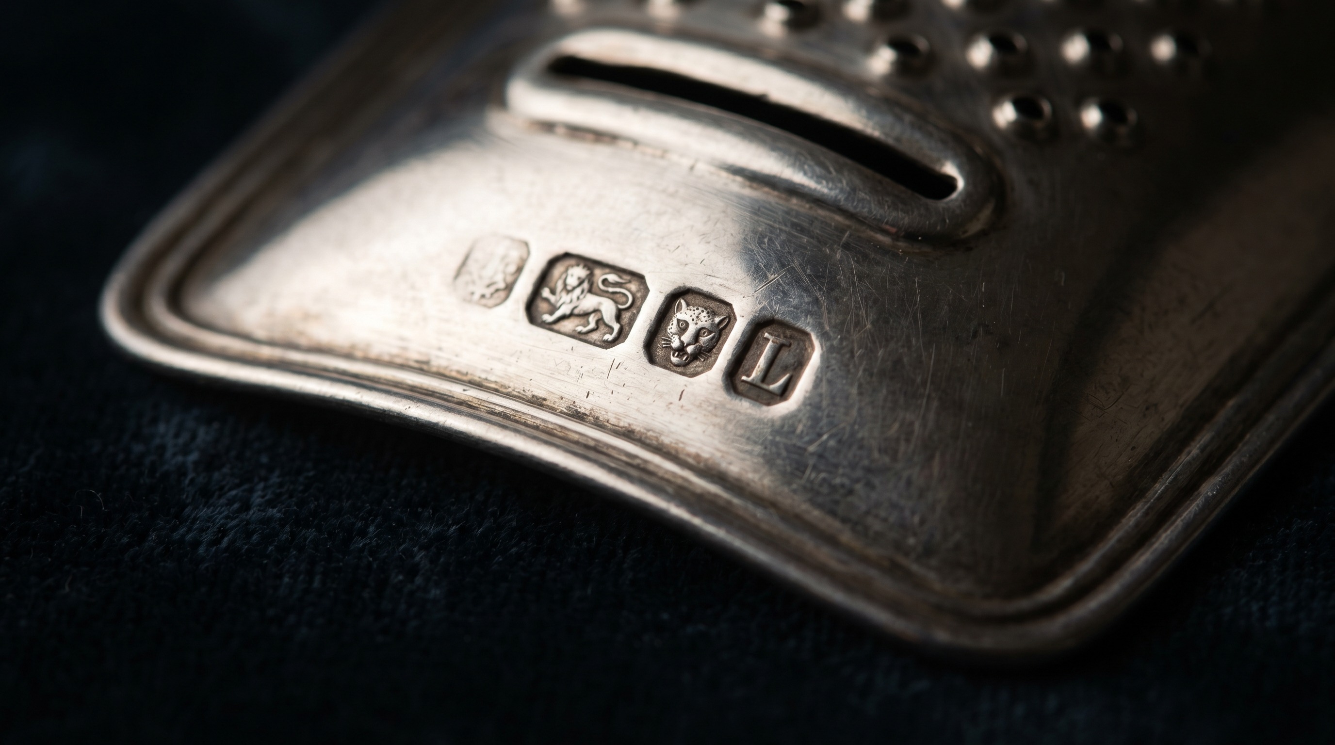 British silver hallmarks on an antique nutmeg grater