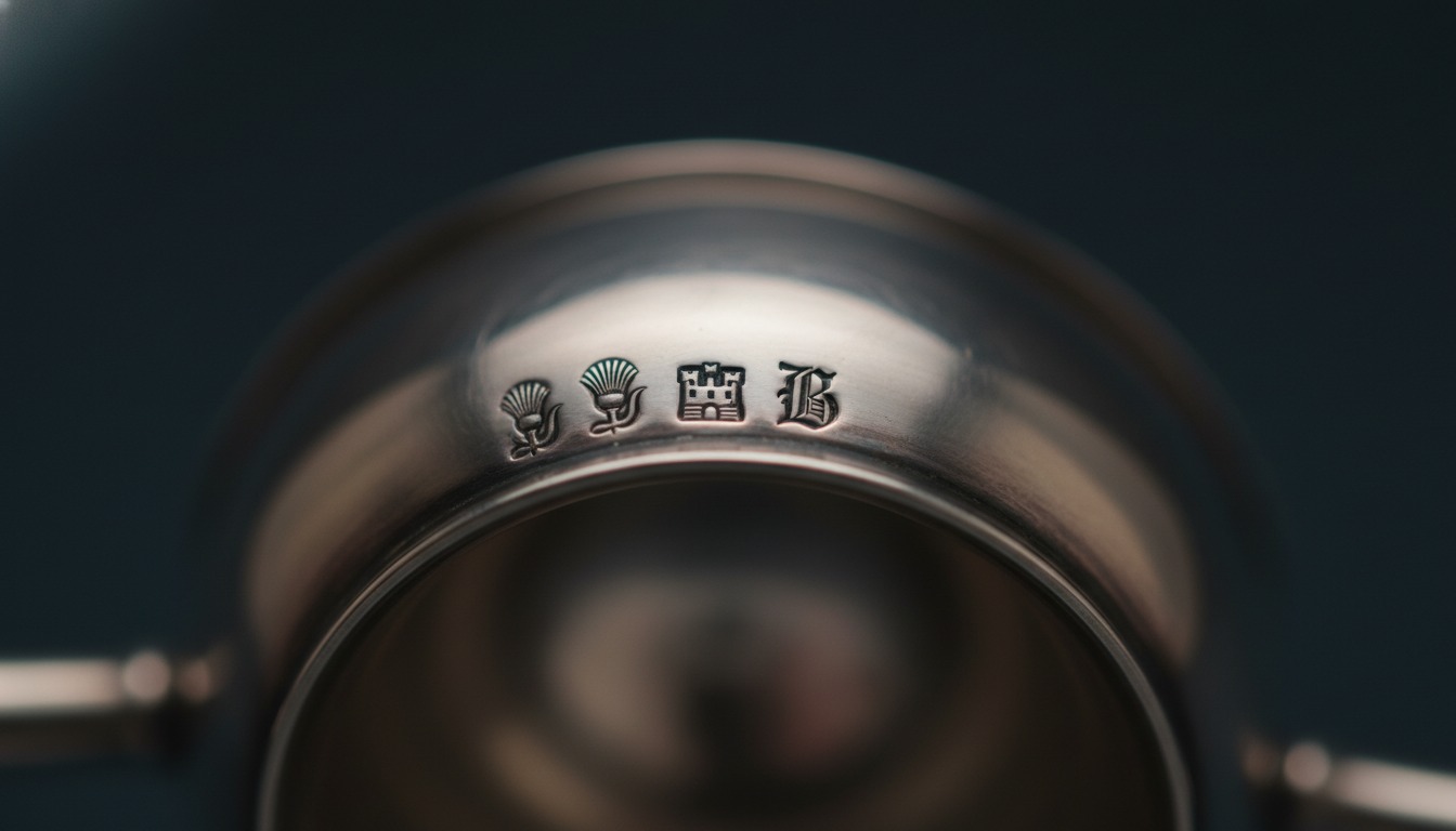 Scottish silver hallmarks on the base of an antique quaich