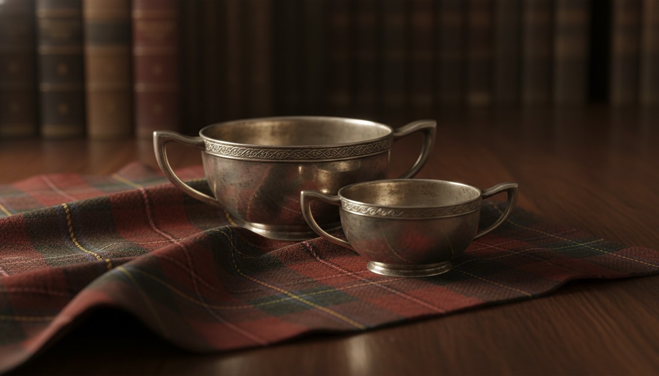 A pair of antique Scottish silver quaichs of differing sizes