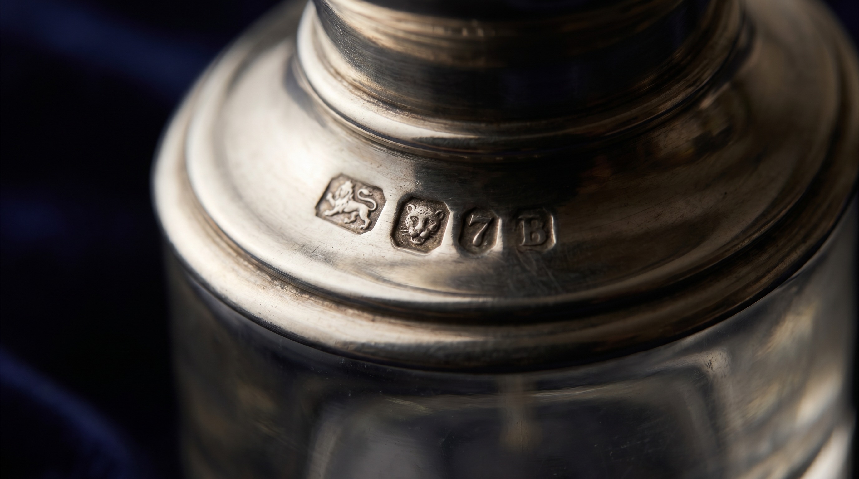British silver hallmarks on the collar of an antique scent bottle