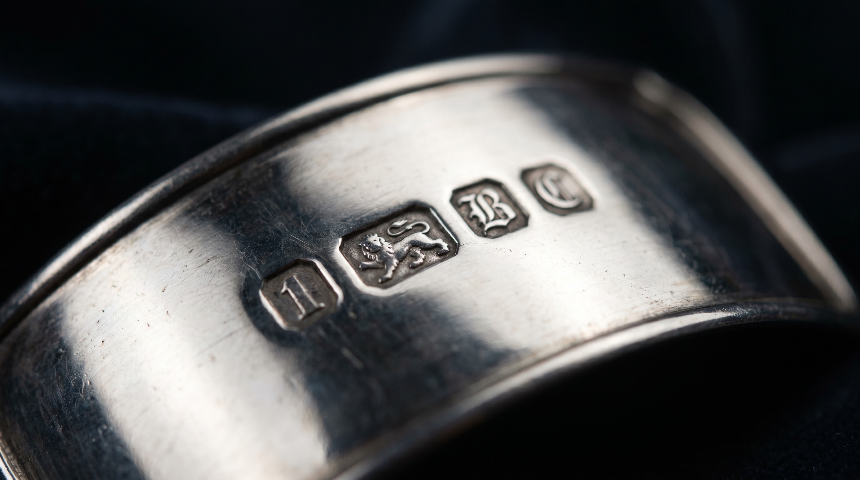 British silver hallmarks on the back of an antique wine label