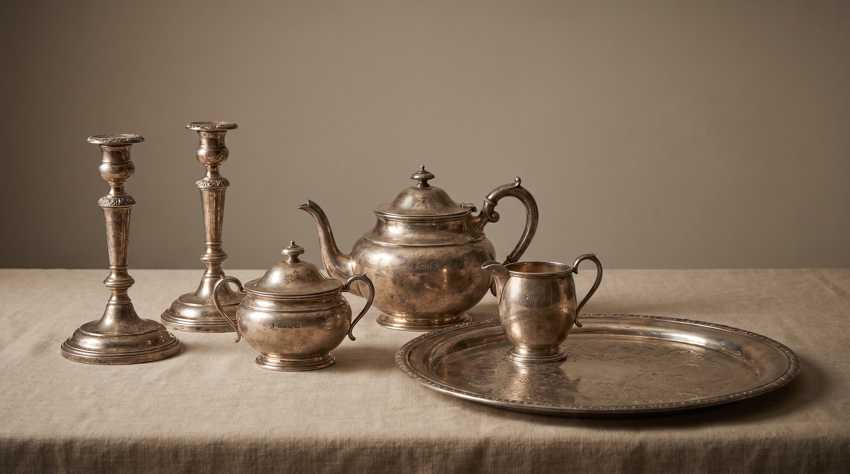 Antique Birmingham-assayed sterling silver tea service and candlesticks — Birmingham Assay Office guide by Mozeris Fine Antiques