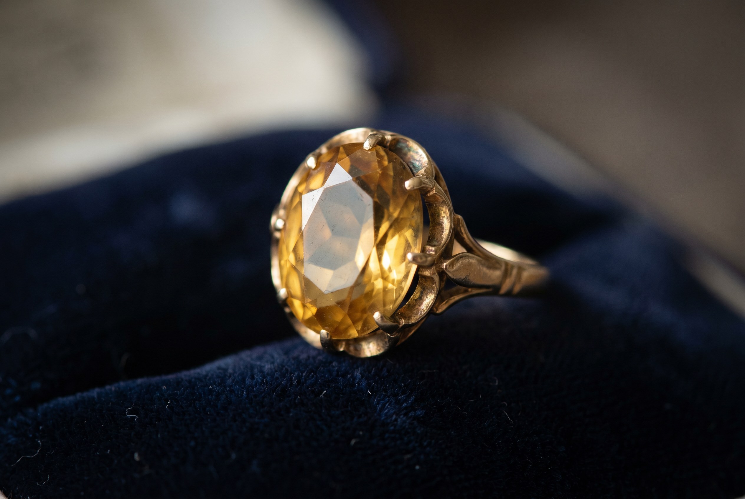 Antique Victorian citrine cocktail ring in yellow gold