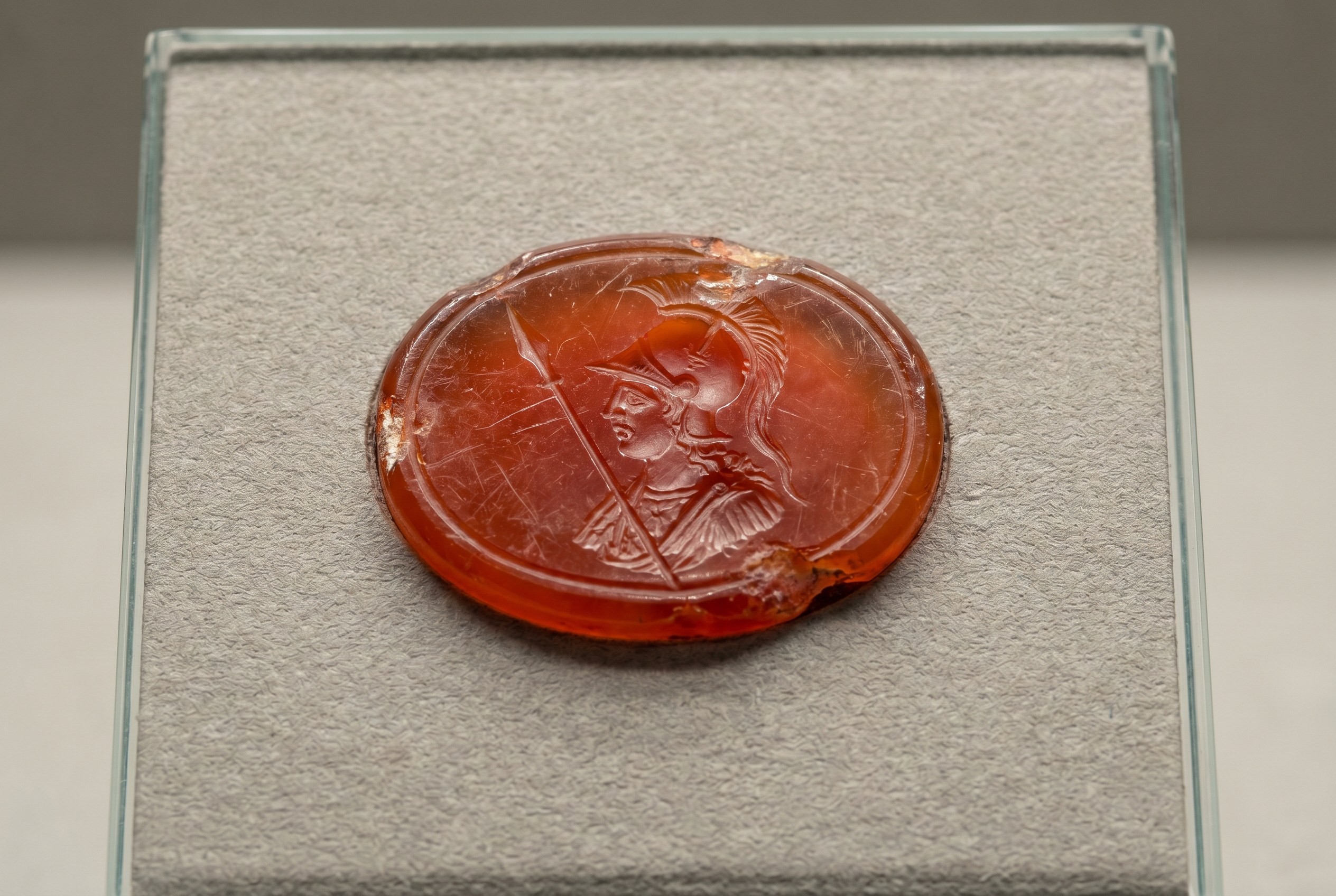 Ancient Roman carved carnelian intaglio