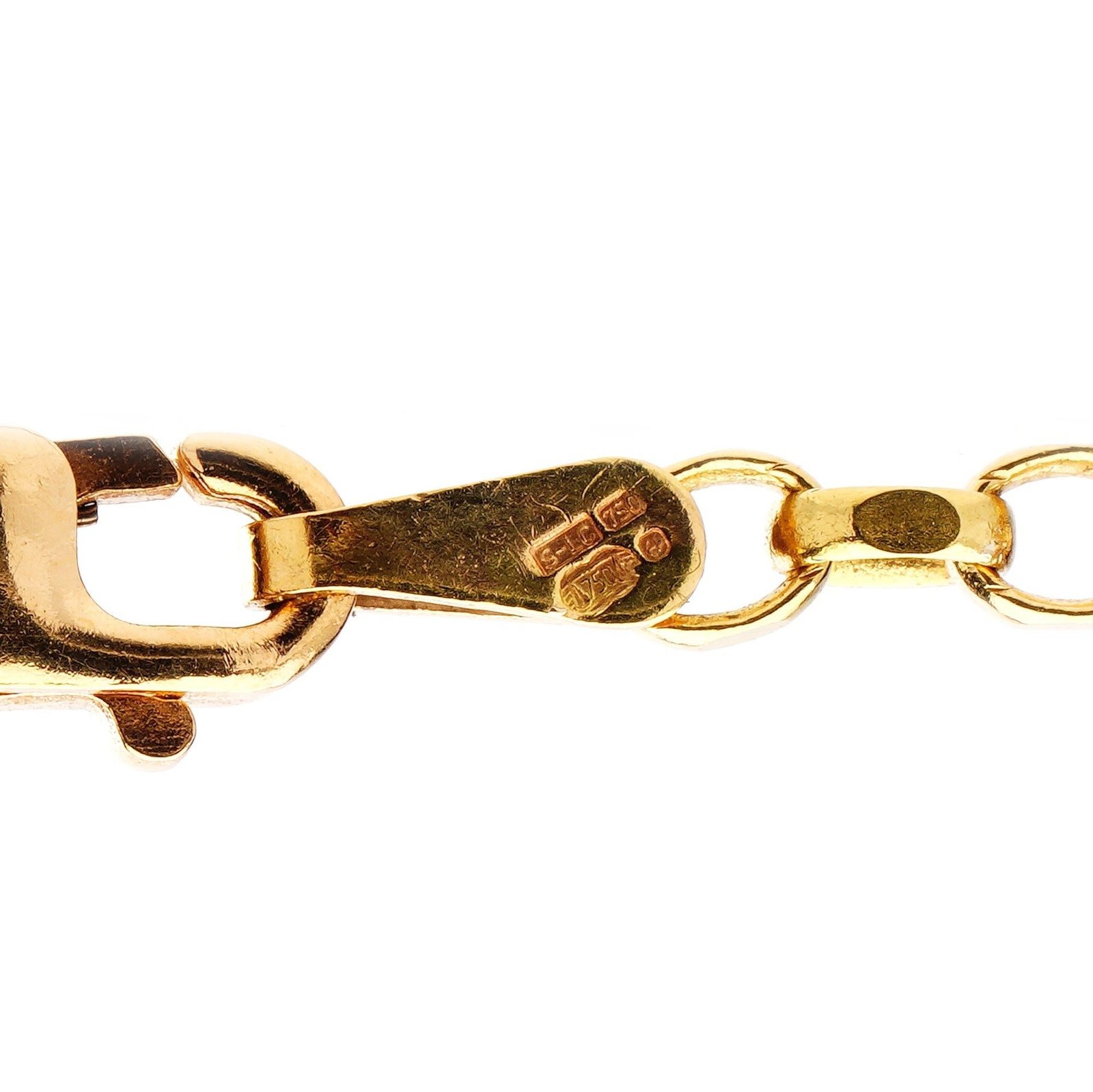 Gold lobster claw clasp with hallmarks, modern necklace fastening