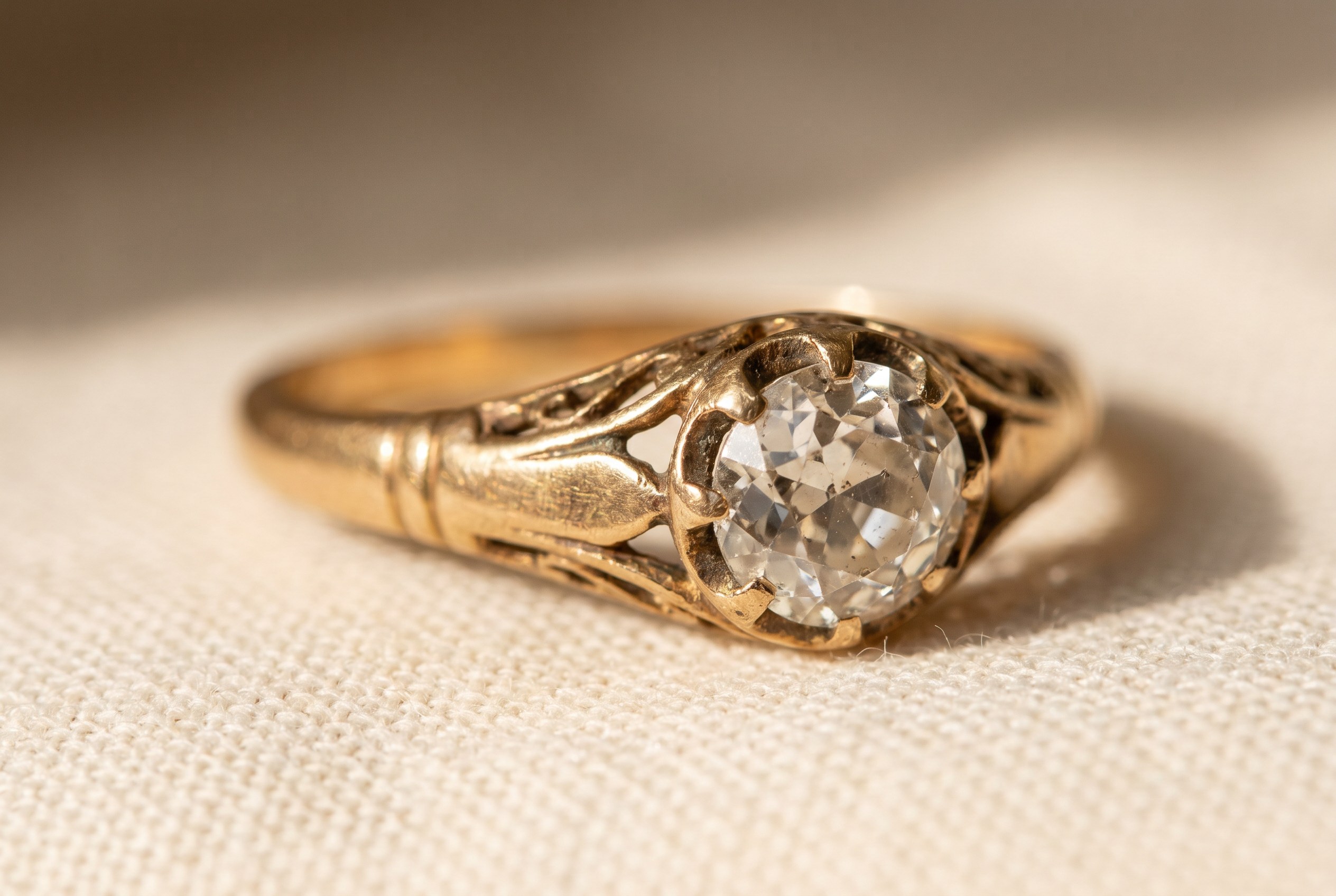 Antique Victorian ring set with an old mine cut diamond