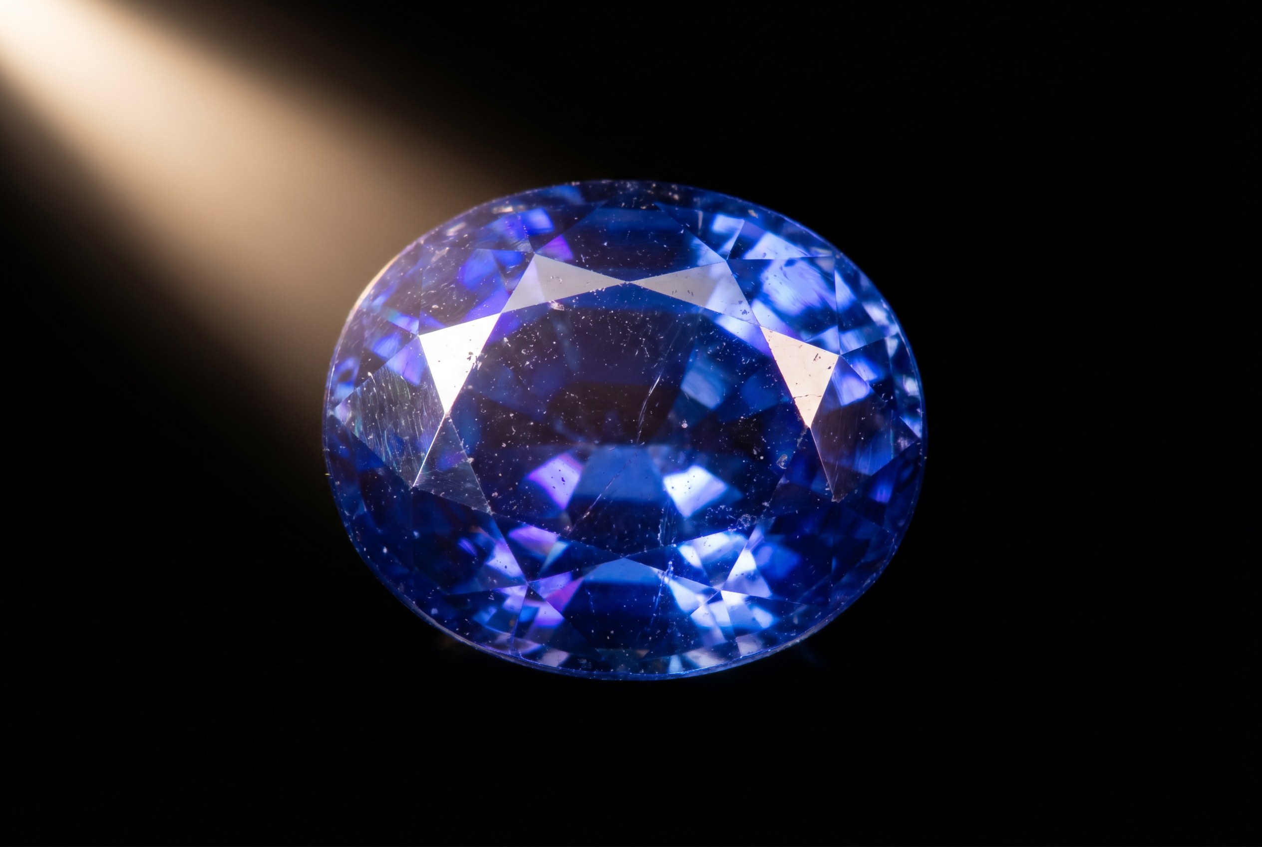 Deep royal blue faceted sapphire