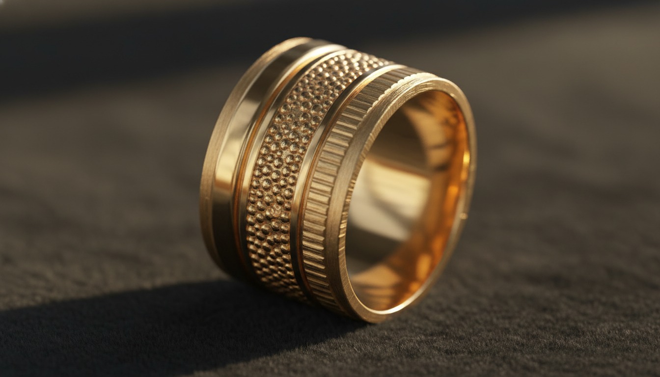 Close-up of the four textured rows of a Boucheron Quatre band