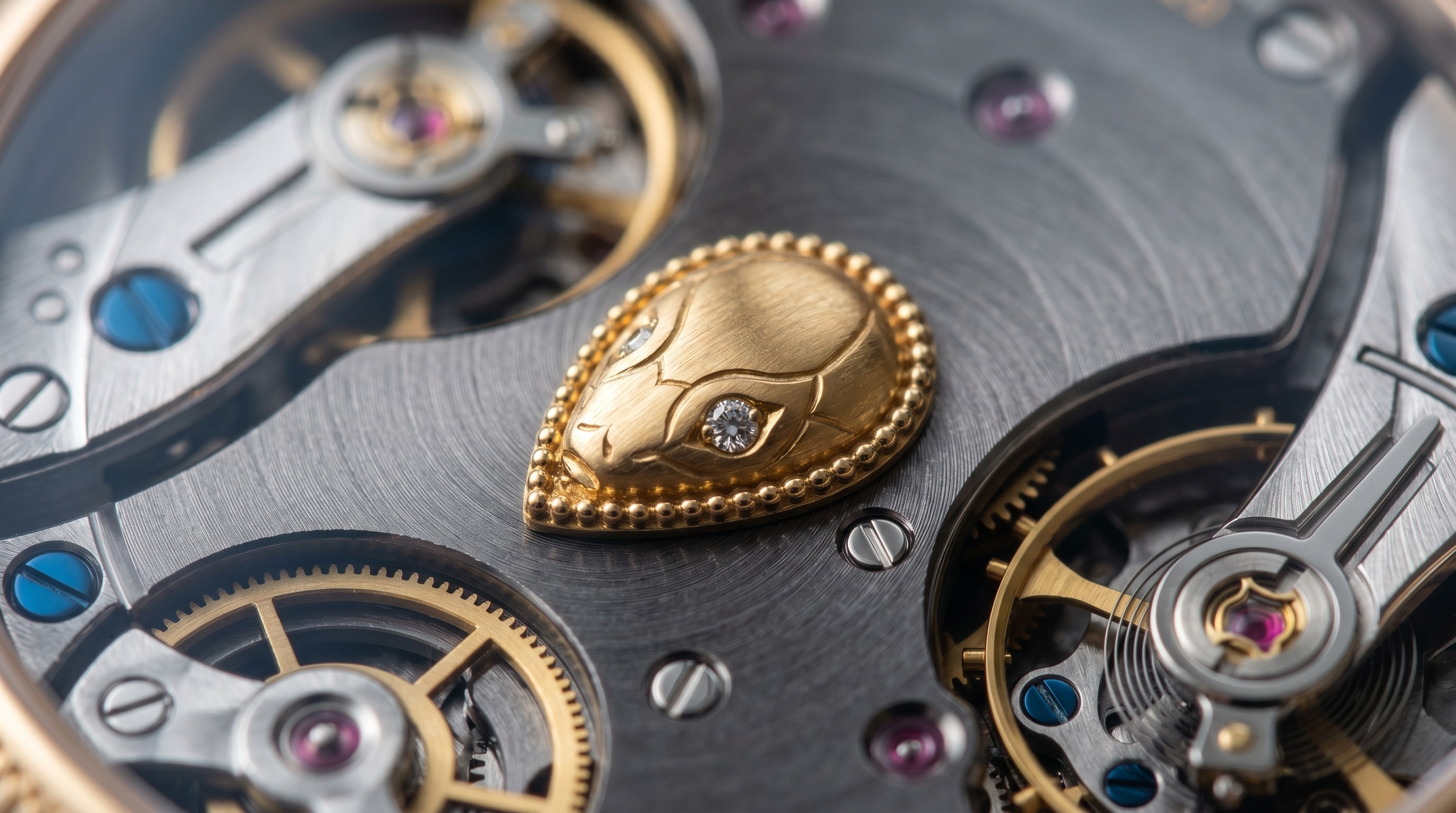 Close-up of a teardrop snake-head Boucheron Serpent Bohème motif