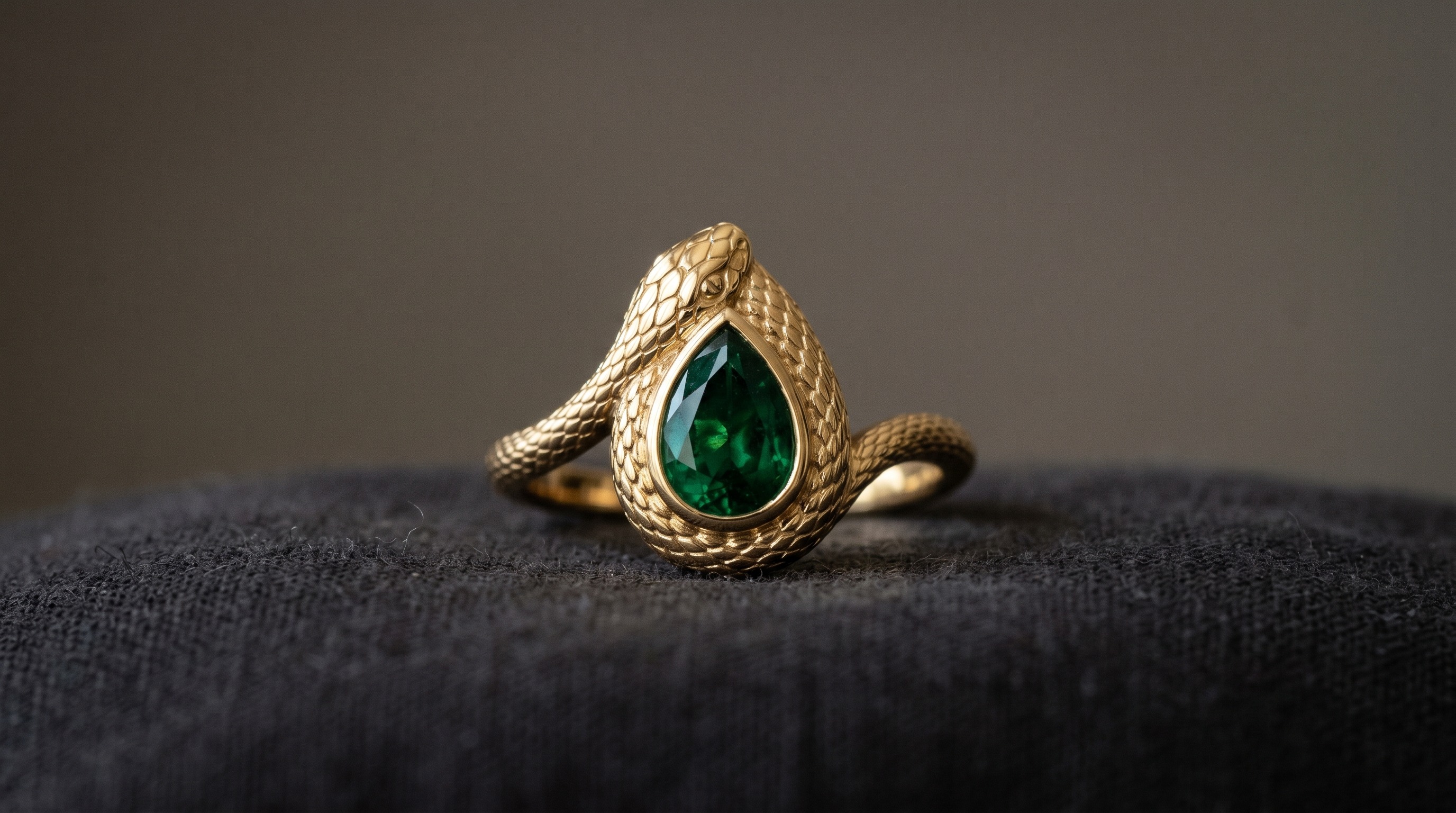 Boucheron Serpent Bohème-style gold teardrop motif ring with a gemstone