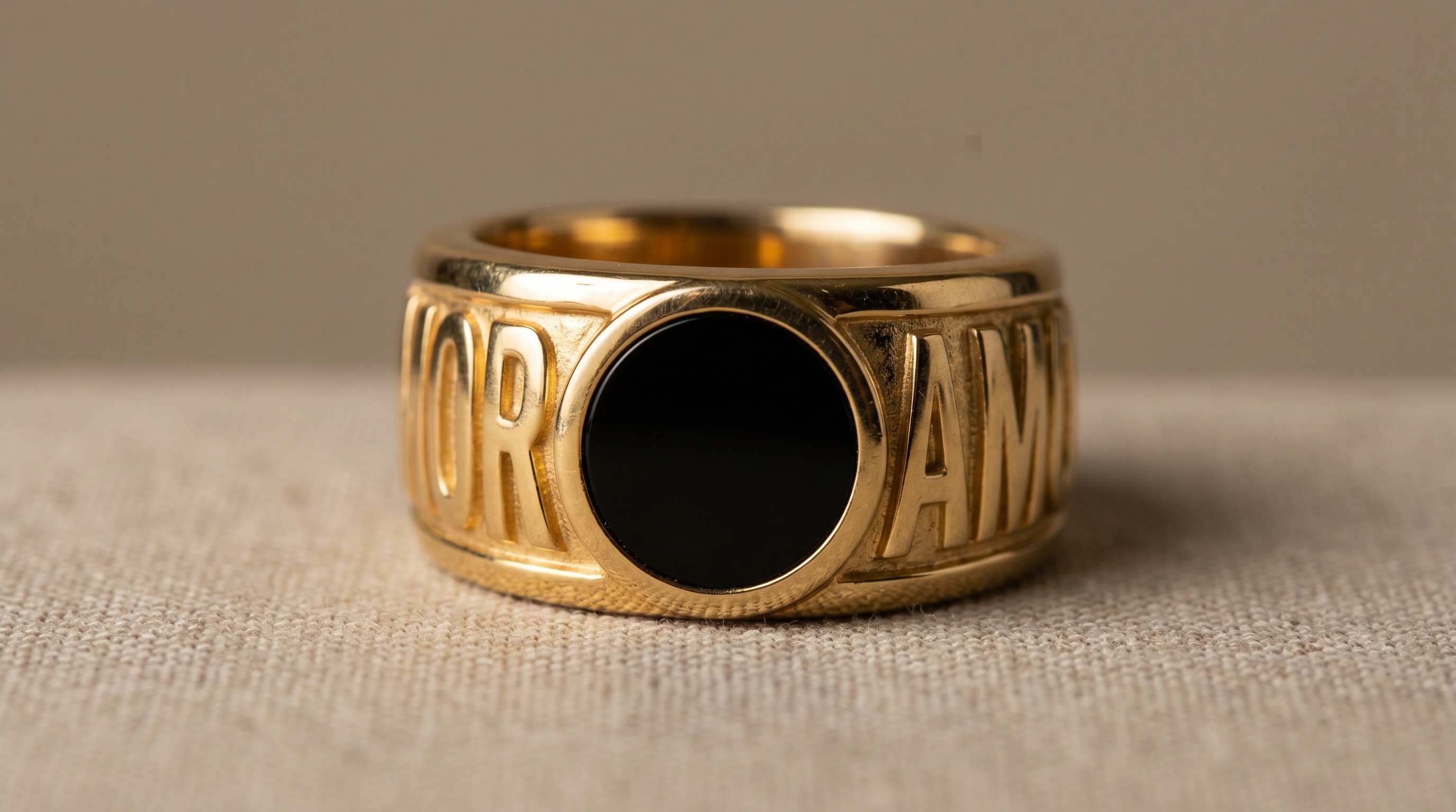 Bvlgari Bvlgari double-logo gold ring with black onyx — Mozeris Fine Antiques