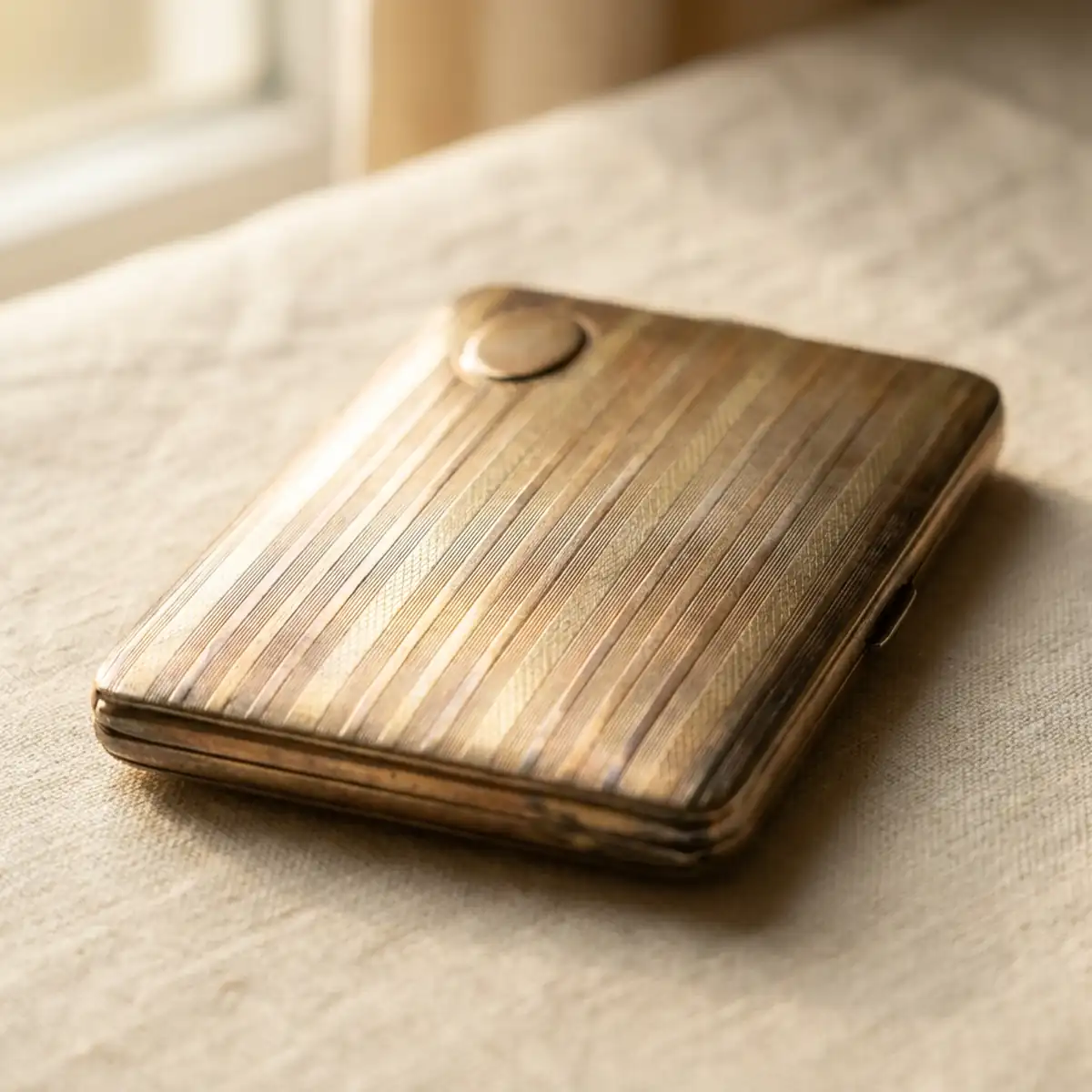 An engine-turned gold cigarette case