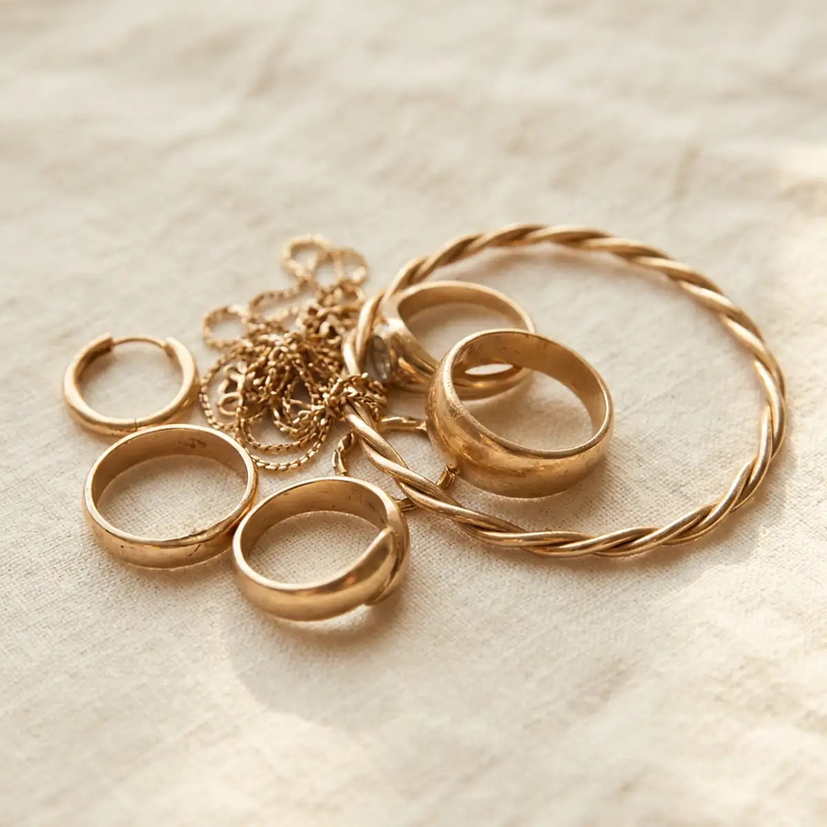 Everyday gold rings and chains
