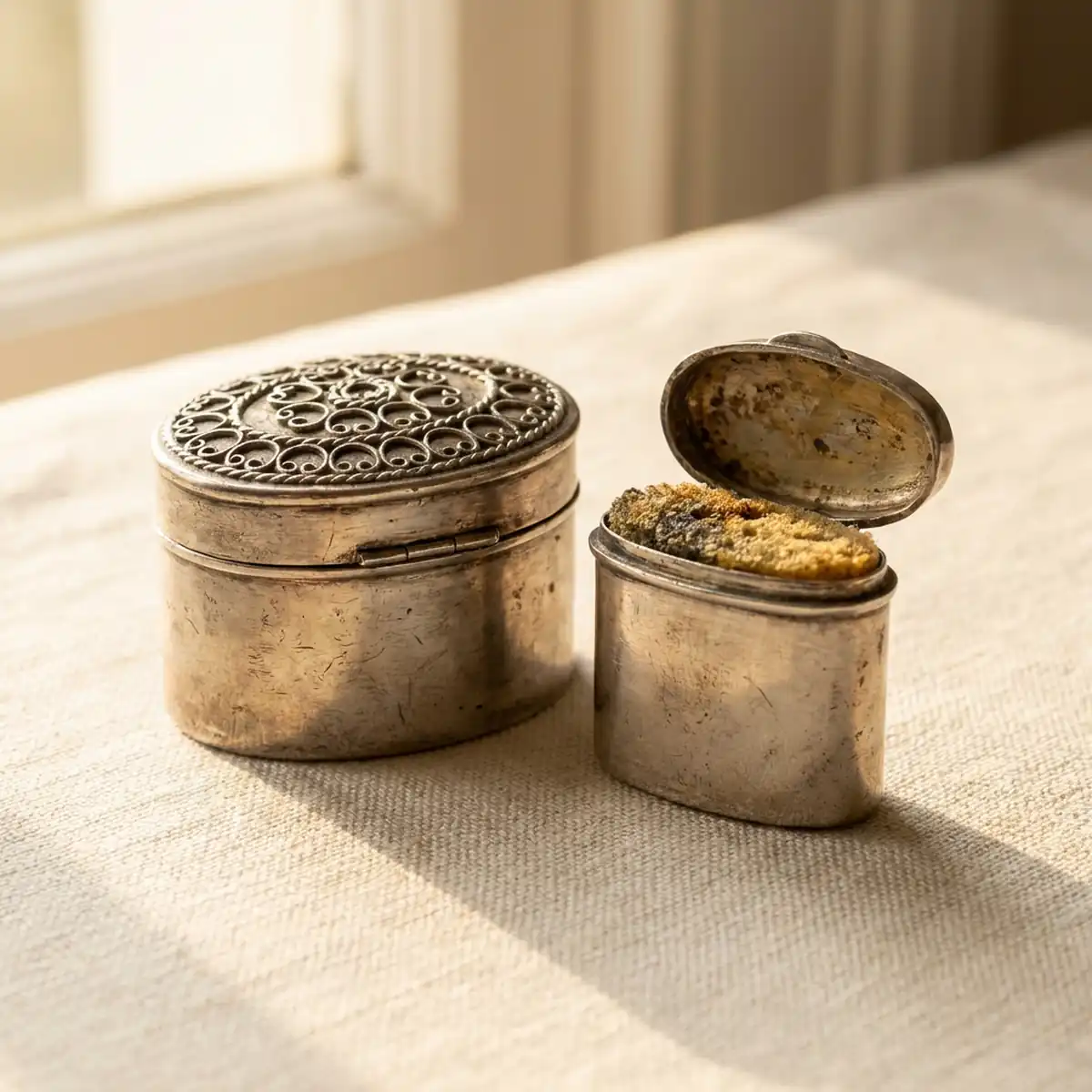 Small antique silver boxes