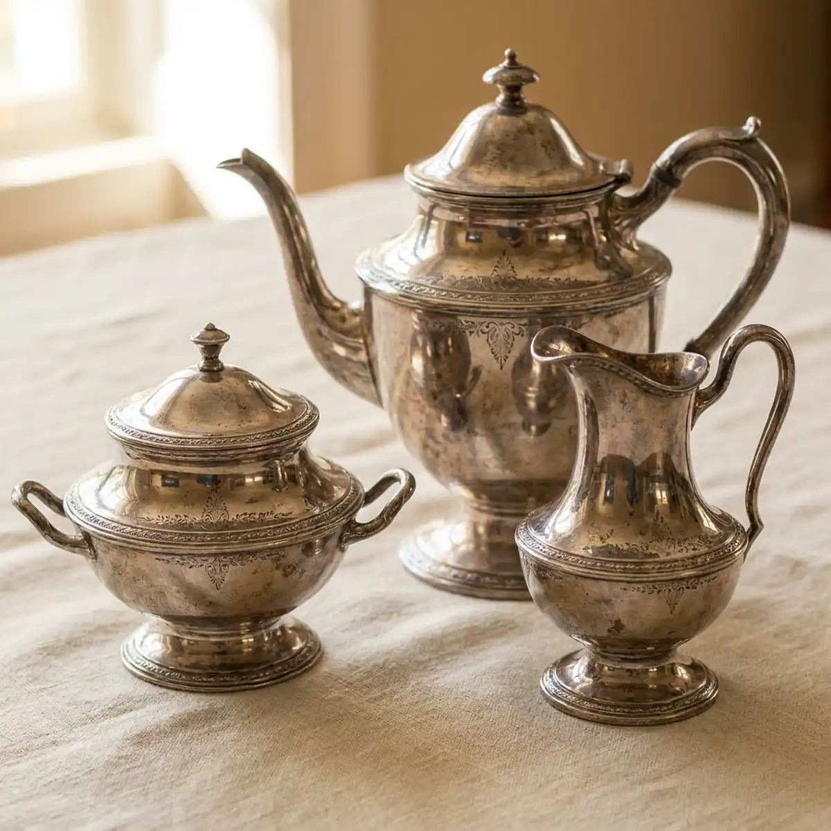 A Victorian silver tea set