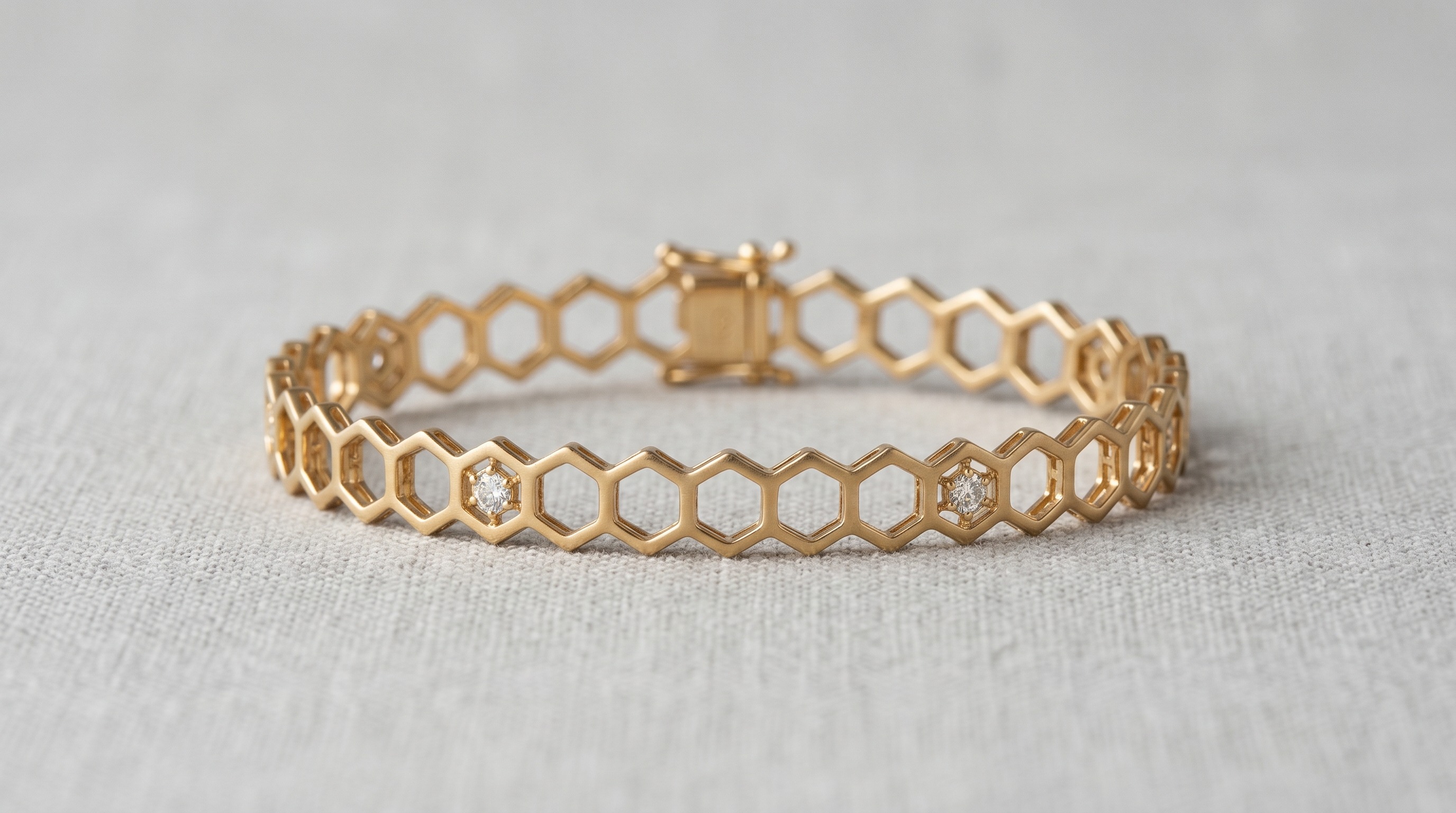 Chaumet Bee My Love honeycomb gold bracelet with diamonds — Mozeris Fine Antiques