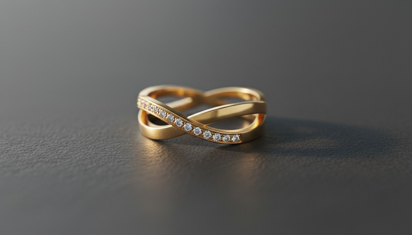 Chaumet Liens-style gold ring with crossed-ribbon diamond motif