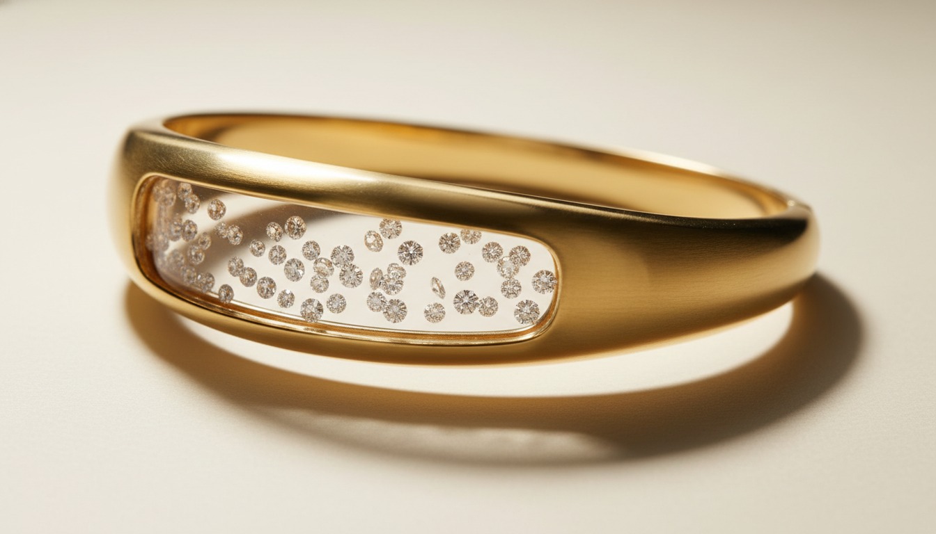 Chopard Happy Diamonds-style gold bracelet with floating diamonds