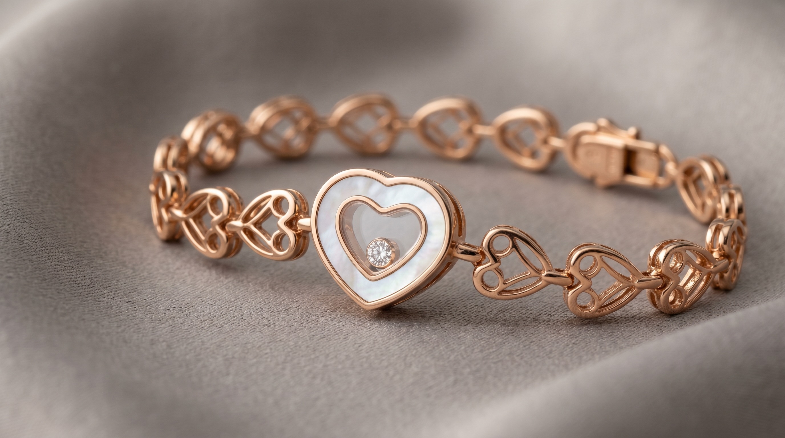 Chopard Happy Hearts rose gold bracelet with floating diamond — Mozeris Fine Antiques