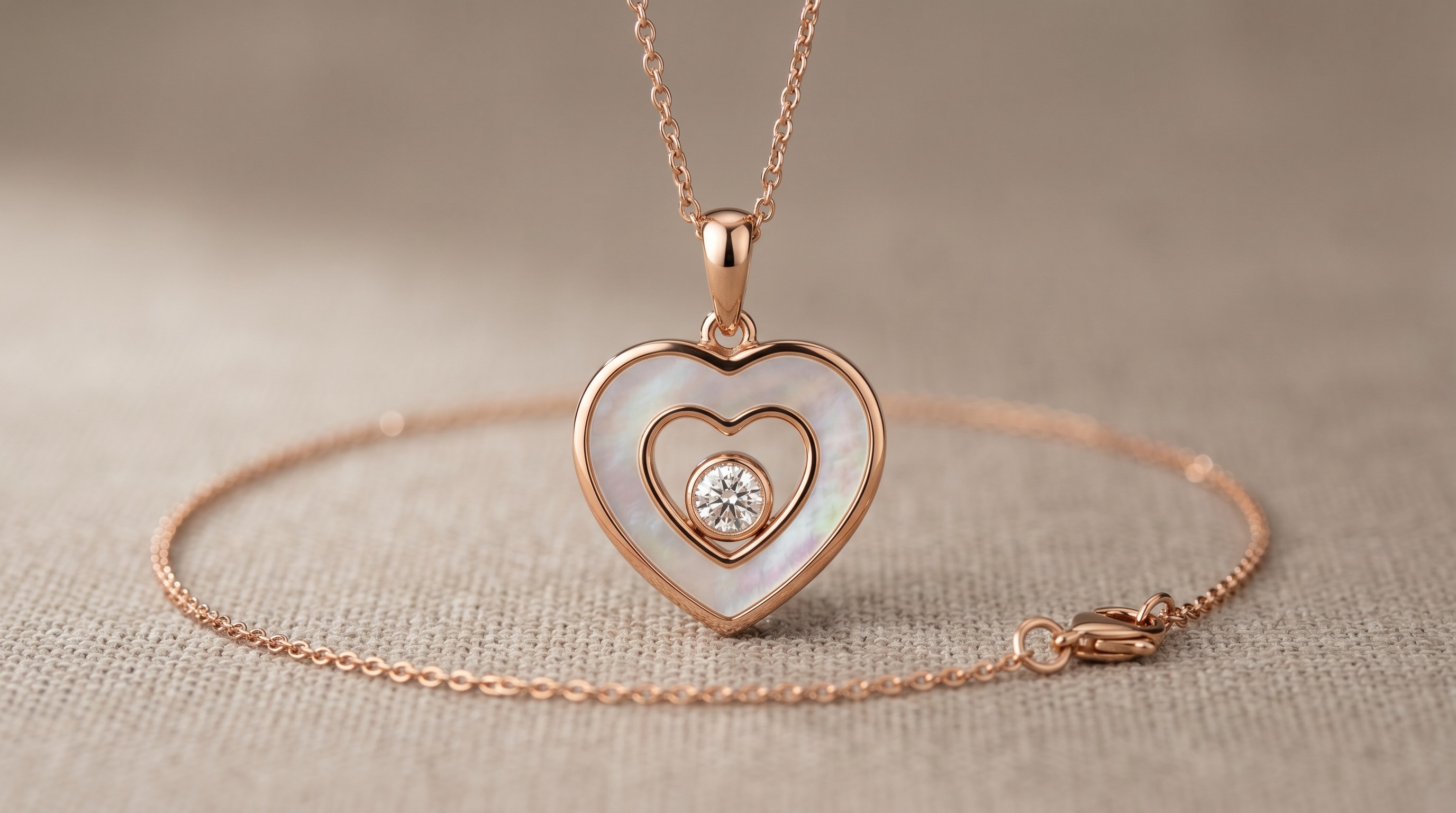 Chopard Happy Hearts rose gold heart pendant with floating diamond