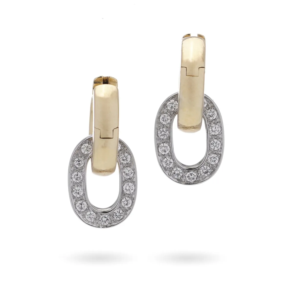 Pomellato 18KT gold hoop earrings with diamonds, bought by Mozeris Fine Antiques