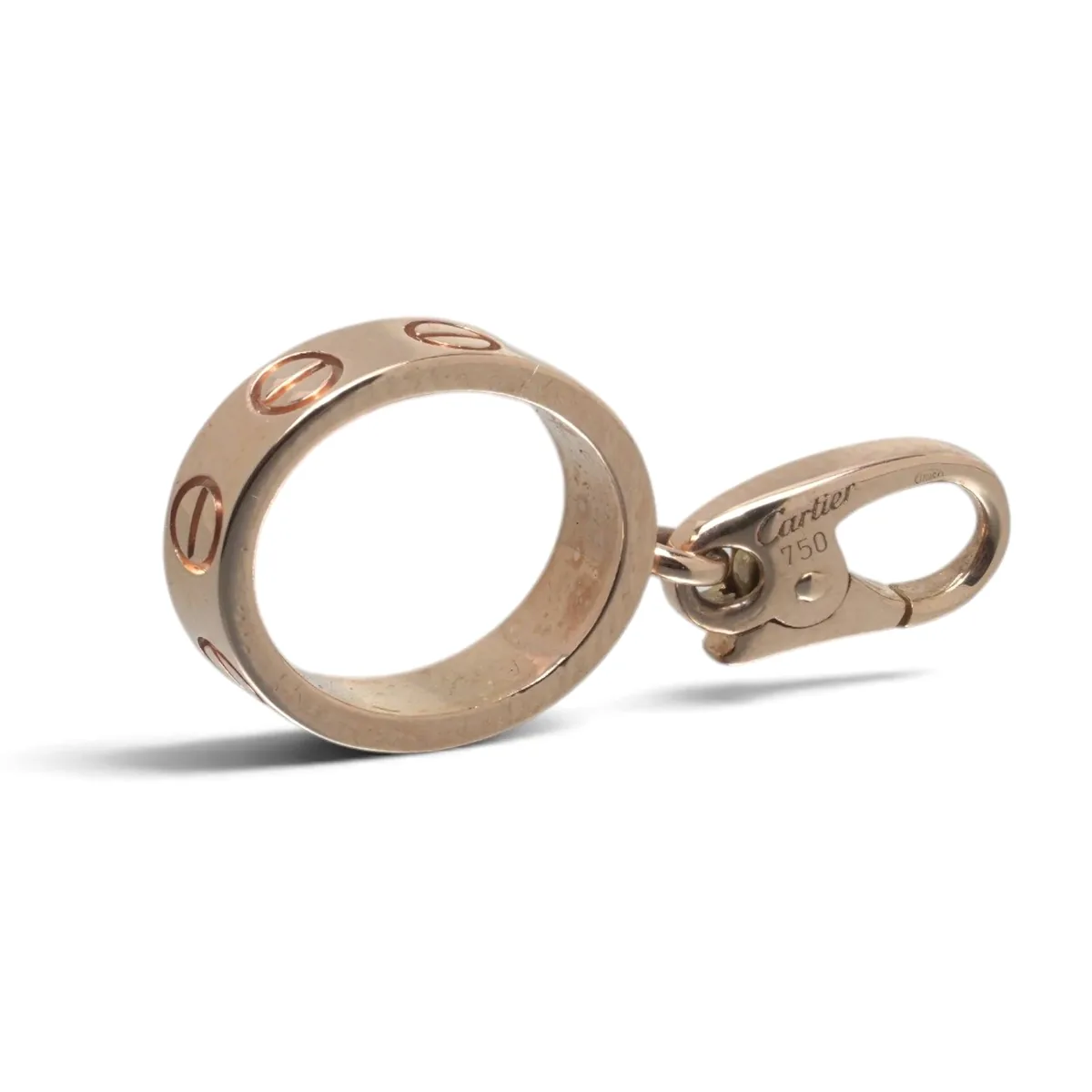 Our Cartier LOVE 18KT rose gold ring charm, showing the screw motif