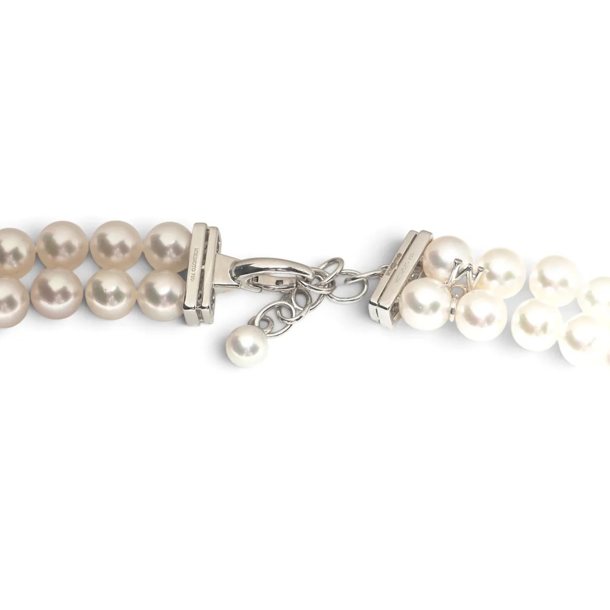 Clasp of our Mikimoto double strand pearl necklace