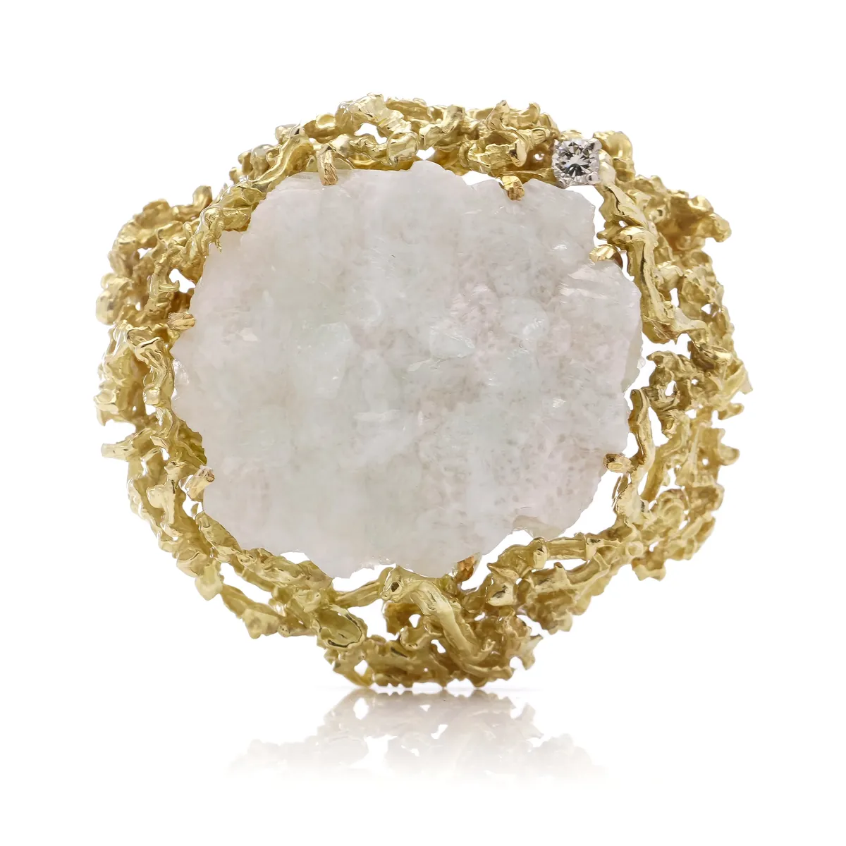 Alan Martin Gard 18KT gold and celestine crystal cluster brooch
