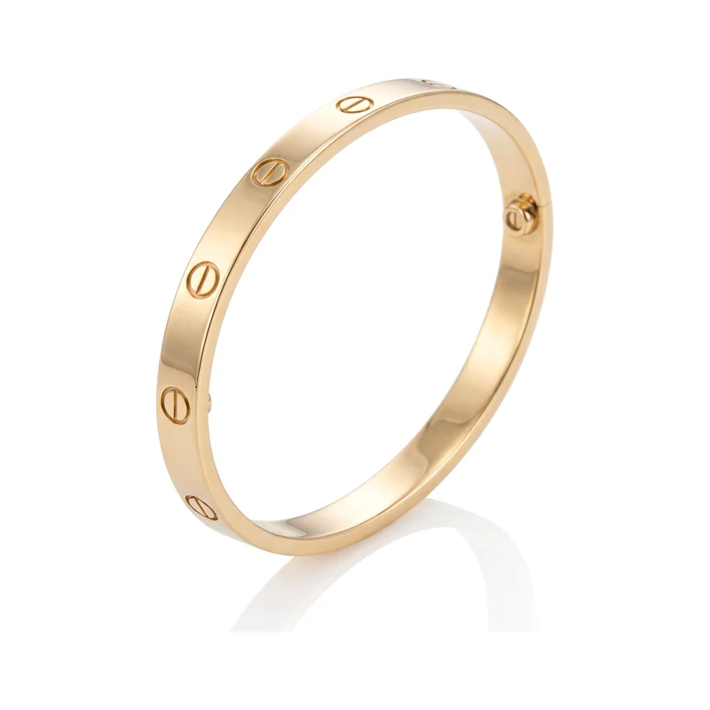 Illustration of a classic Cartier Love bracelet in 18KT yellow gold