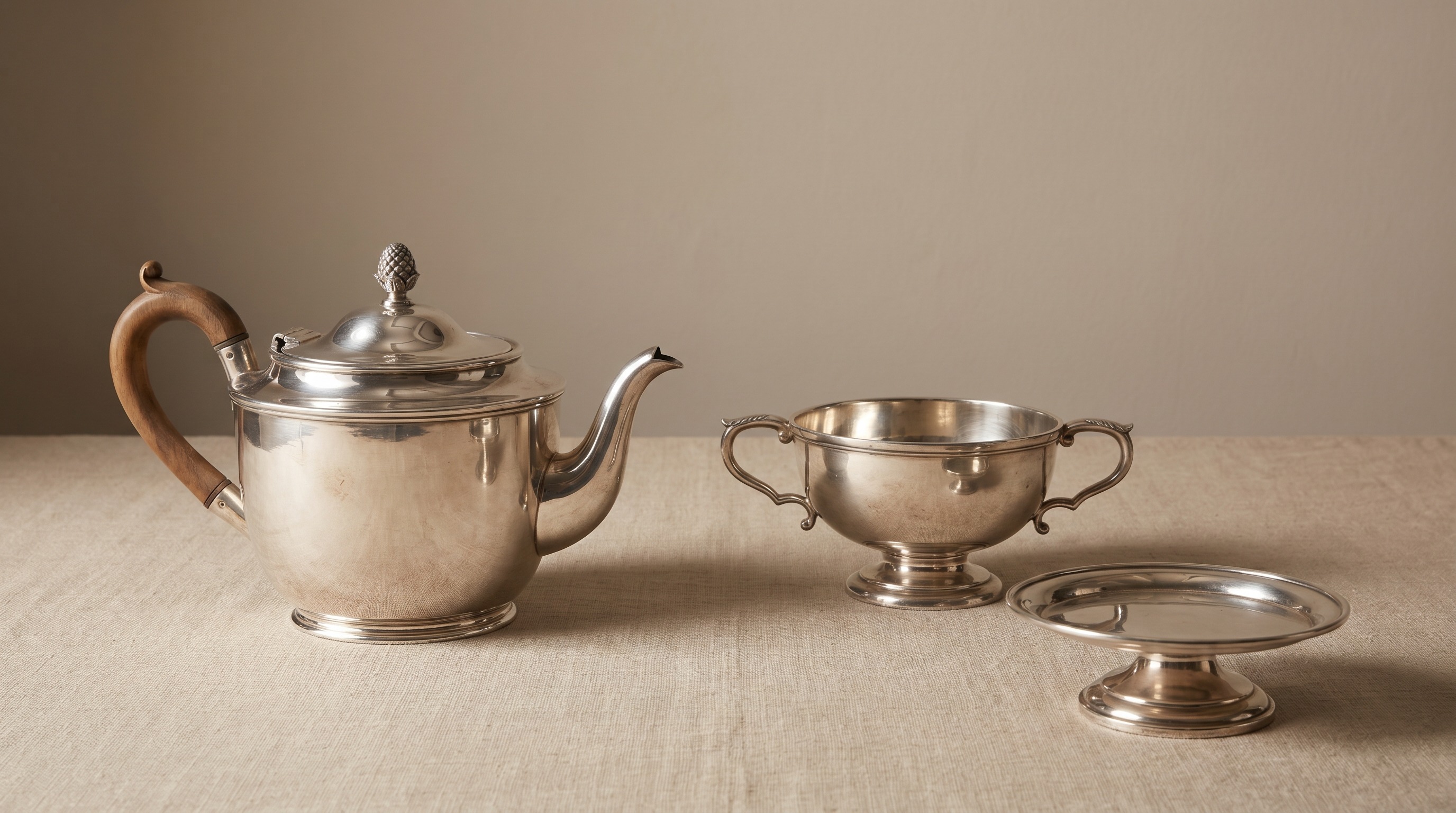 Antique Edinburgh-assayed Scottish sterling silver tea set, quaich and salver — Edinburgh Assay Office guide by Mozeris Fine Antiques