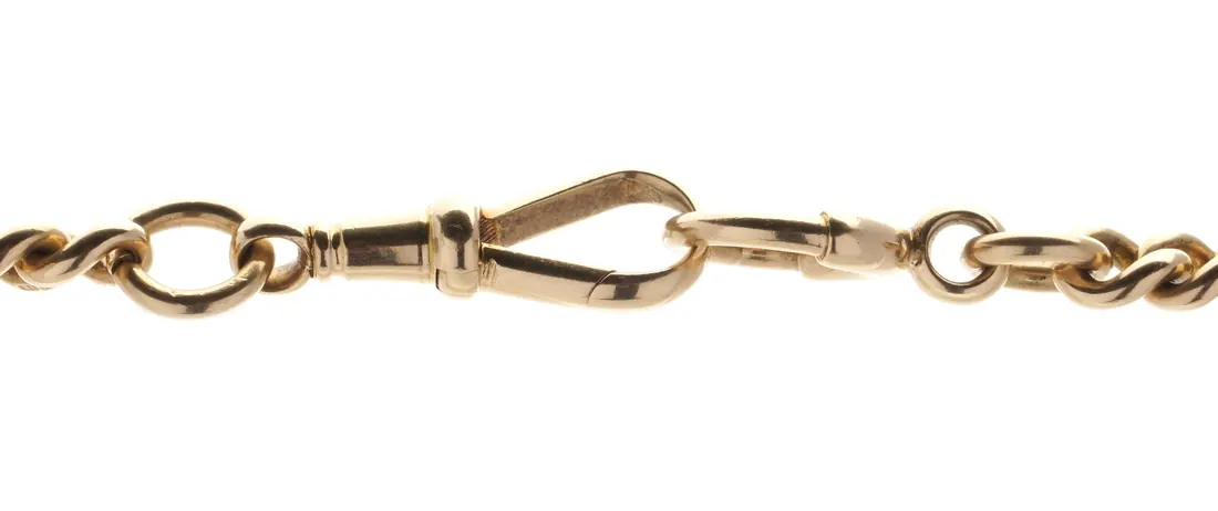 Swivel dog clip on a Victorian 18KT gold Albert chain