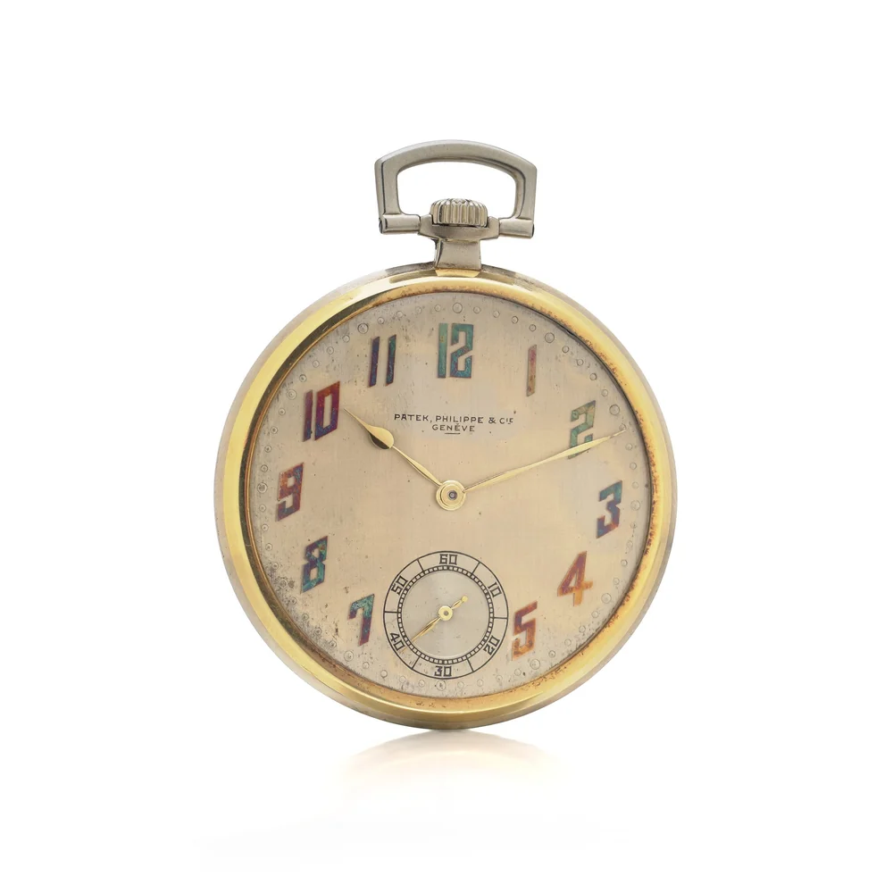 Patek Philippe 18ct gold open face pocket watch of 1925 with enamel Breguet numerals