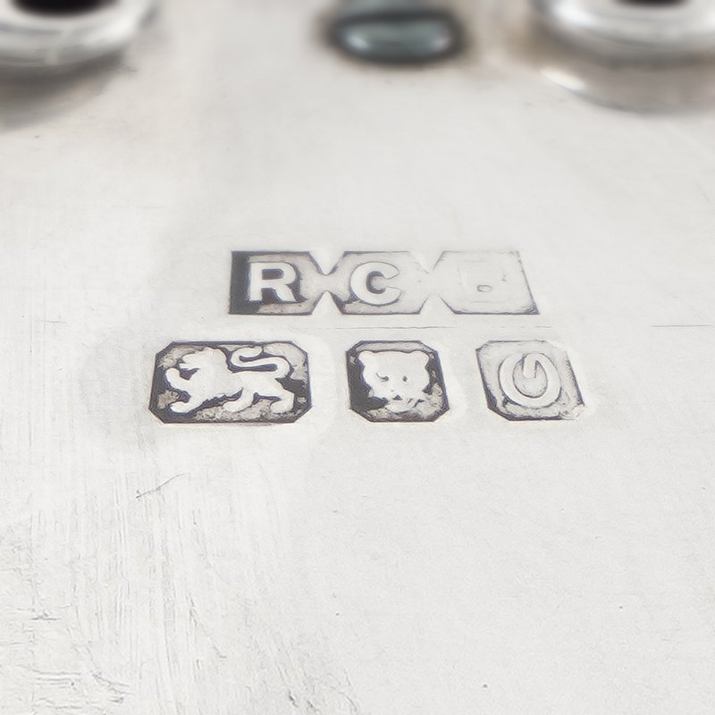 The same hallmarks photographed at a steep angle