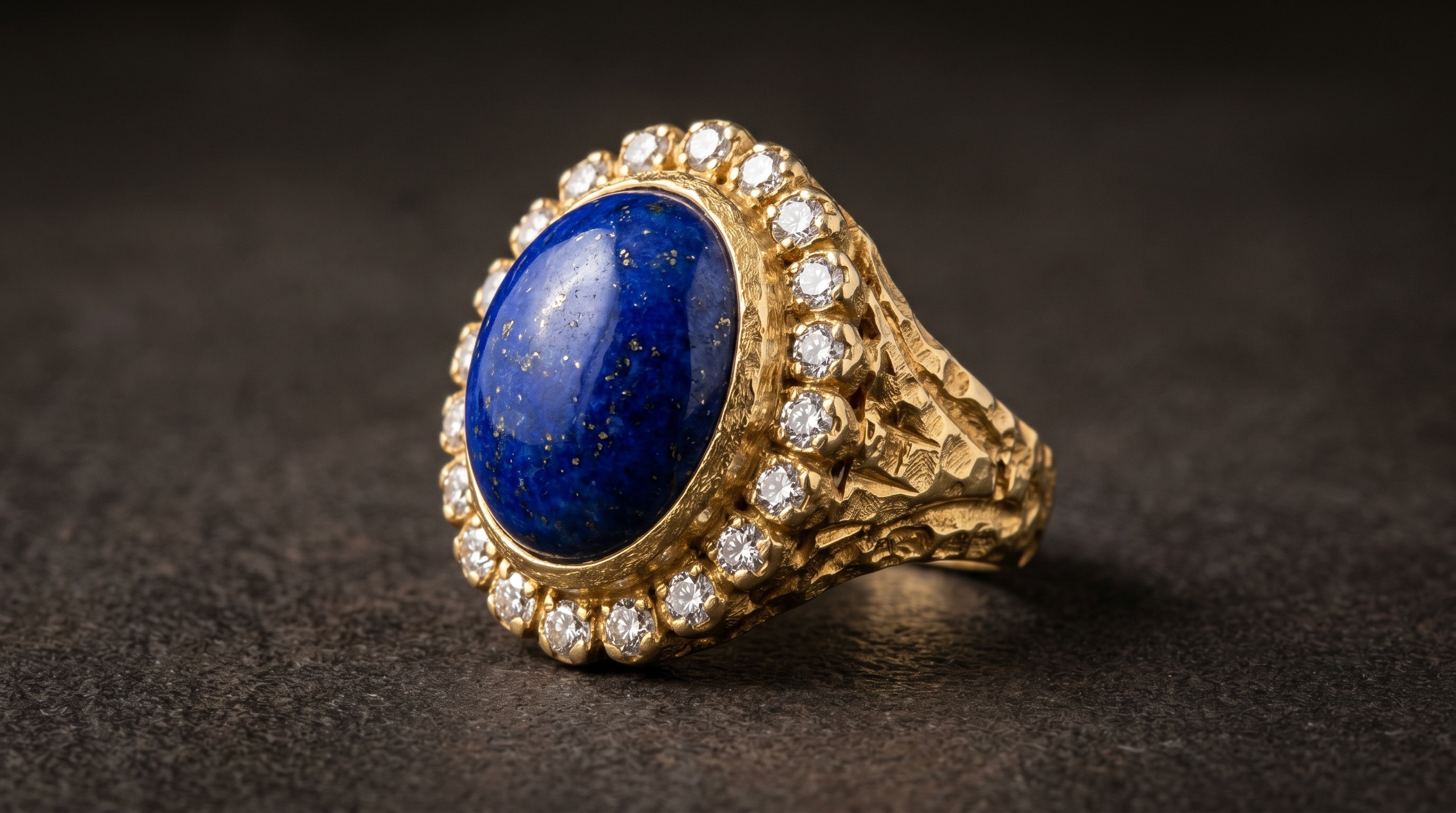Vintage Kutchinsky gold cocktail ring with cabochon
