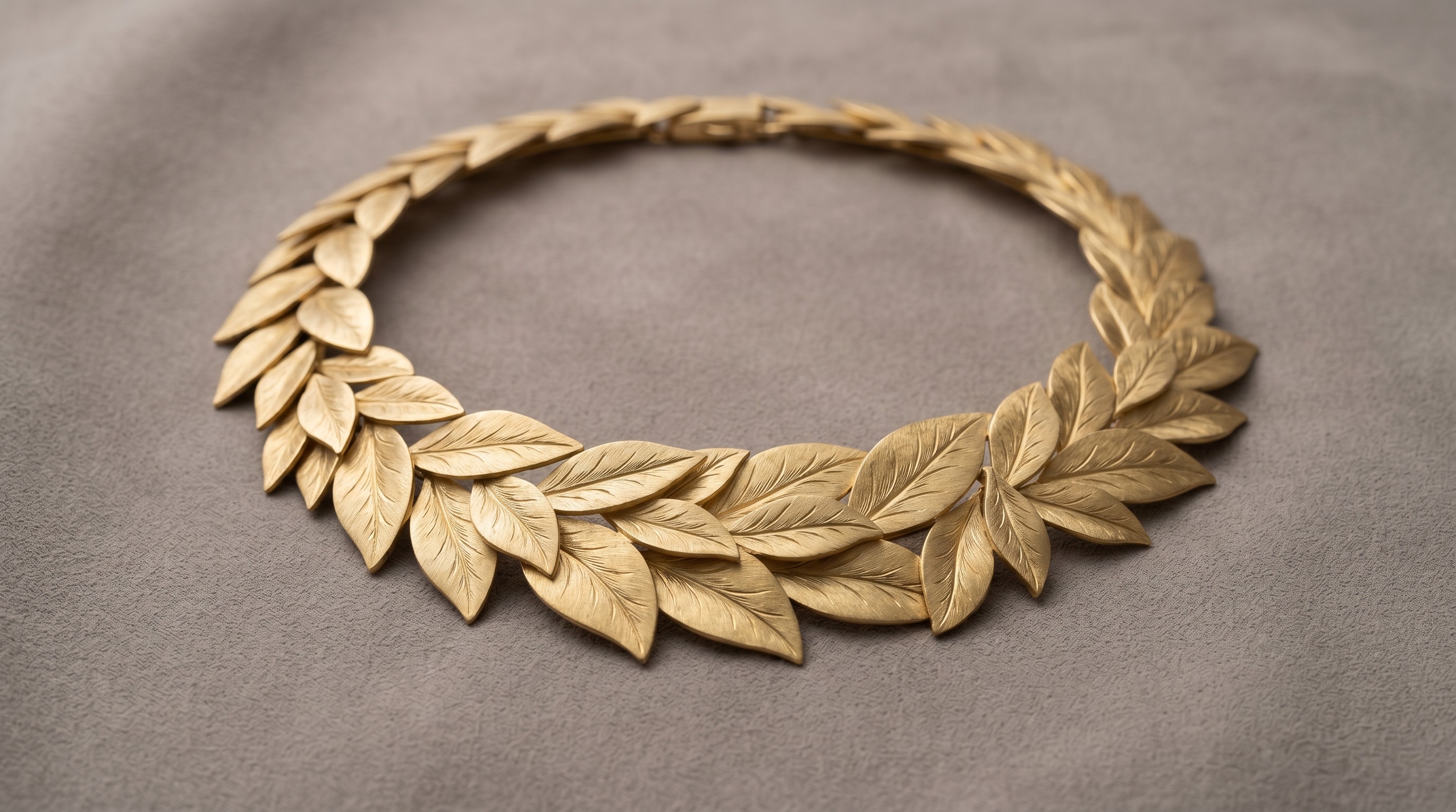 Marco Bicego Lunaria flat hand-engraved gold leaf necklace — Mozeris Fine Antiques