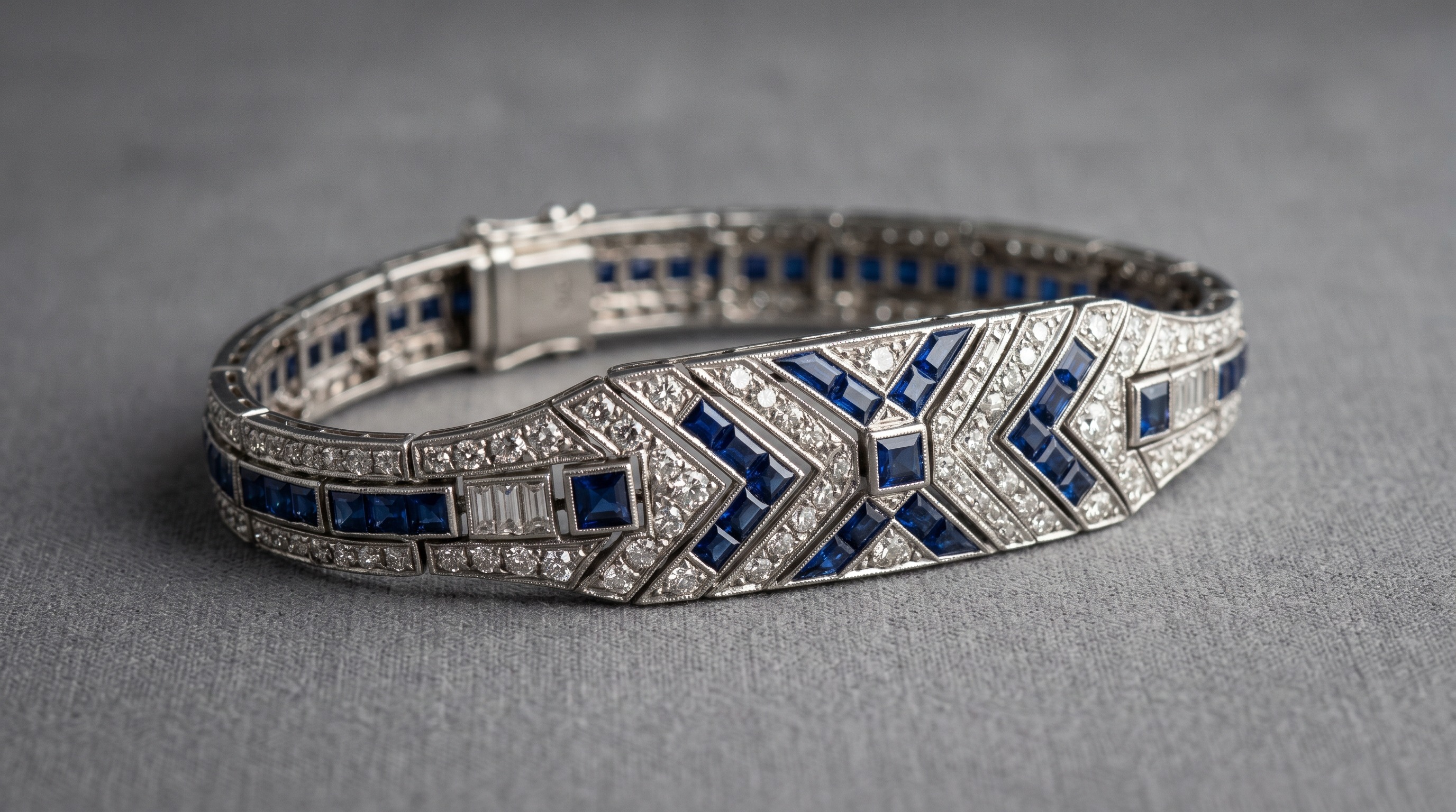 Art Deco platinum sapphire and diamond bracelet
