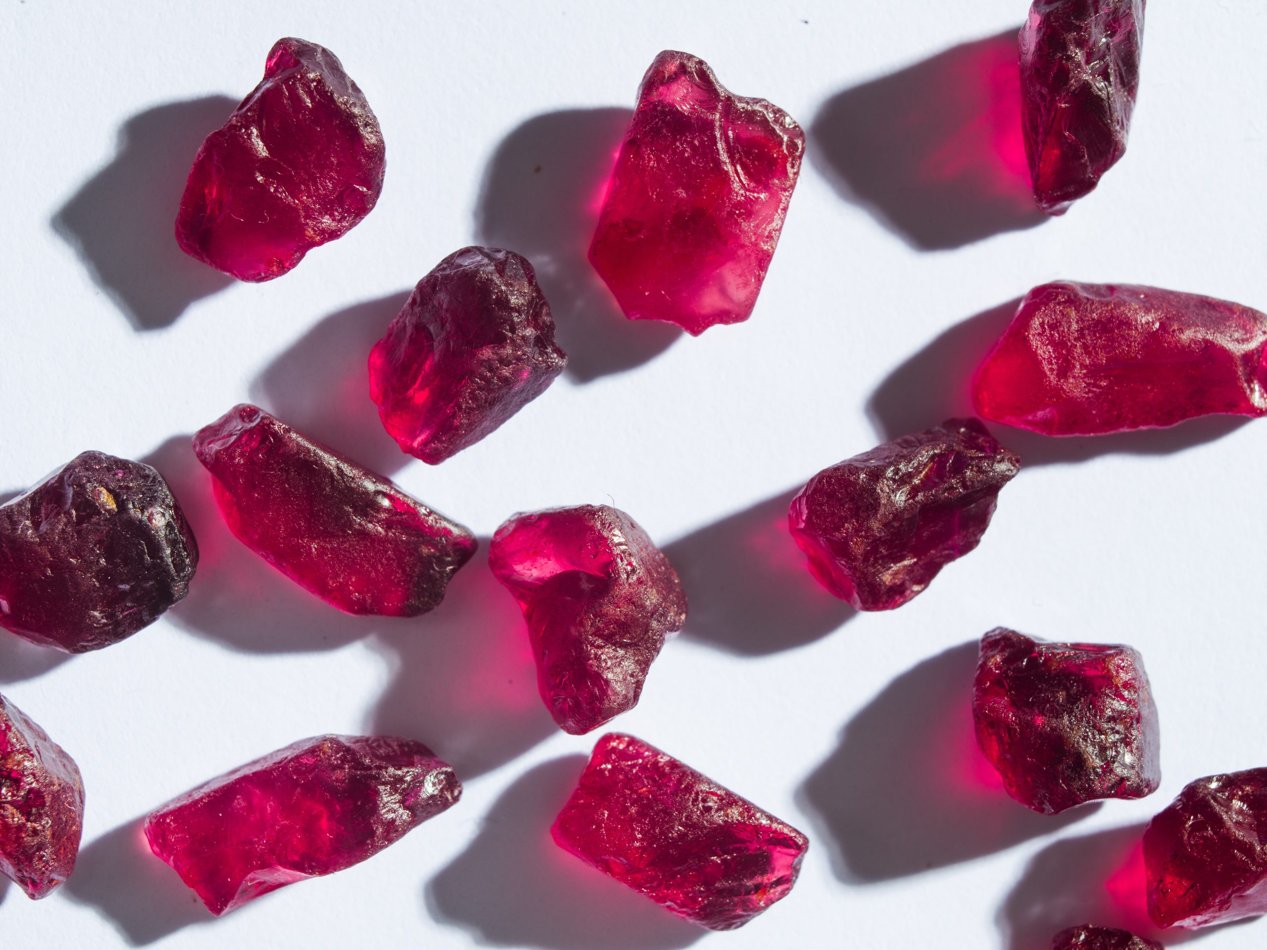 Rough rubies from the Montepuez mine in Mozambique, the source of the rubies Gemfields sells at auction