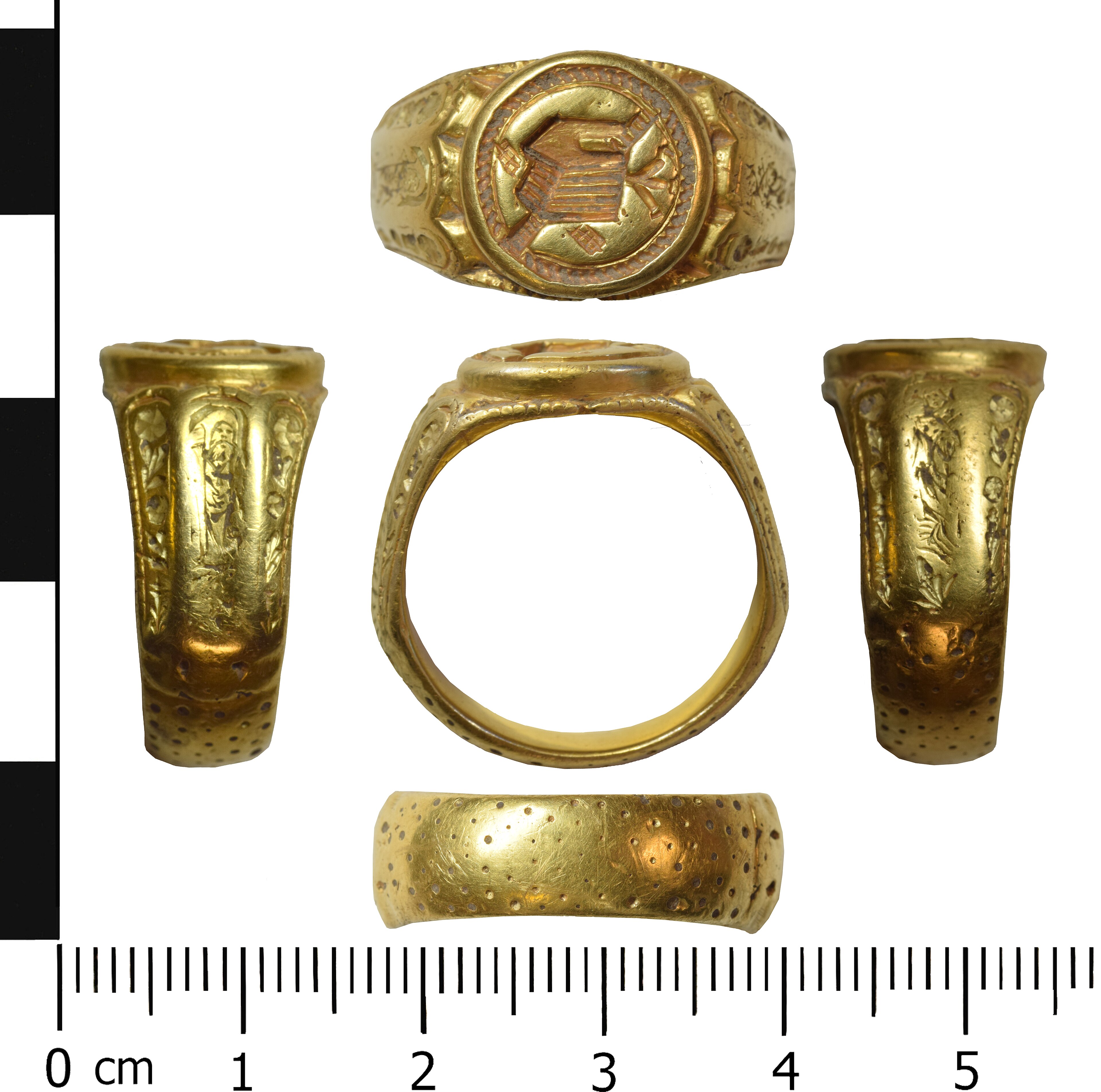 A 15th century gold iconographic ring found by a metal detectorist in Shropshire in 2017, Treasure case 2017-T584