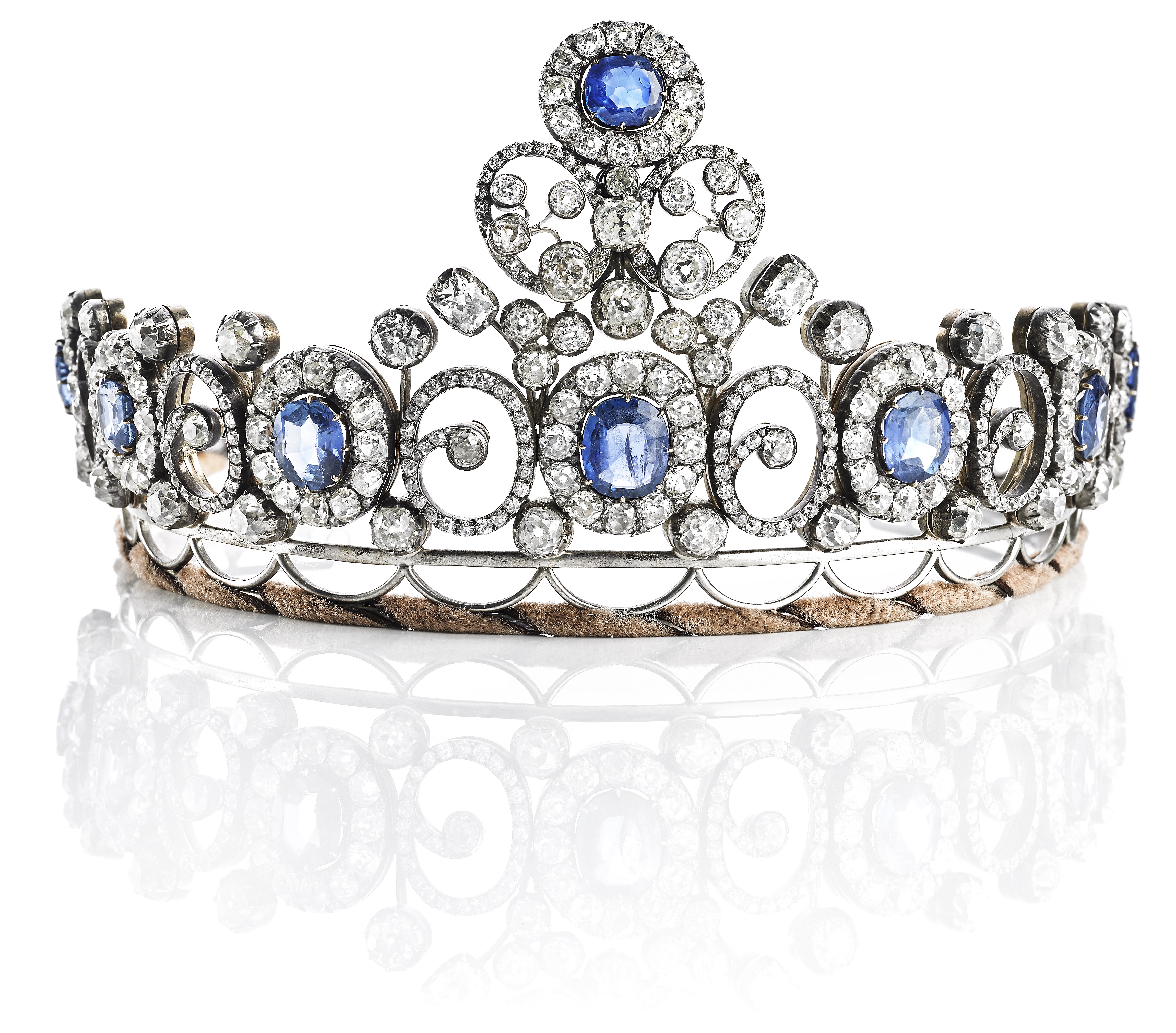 Queen Alexandrine's sapphire and diamond tiara, attributed to C.E. Bolin, as offered at Bruun Rasmussen in 2018, before its 2026 redesign