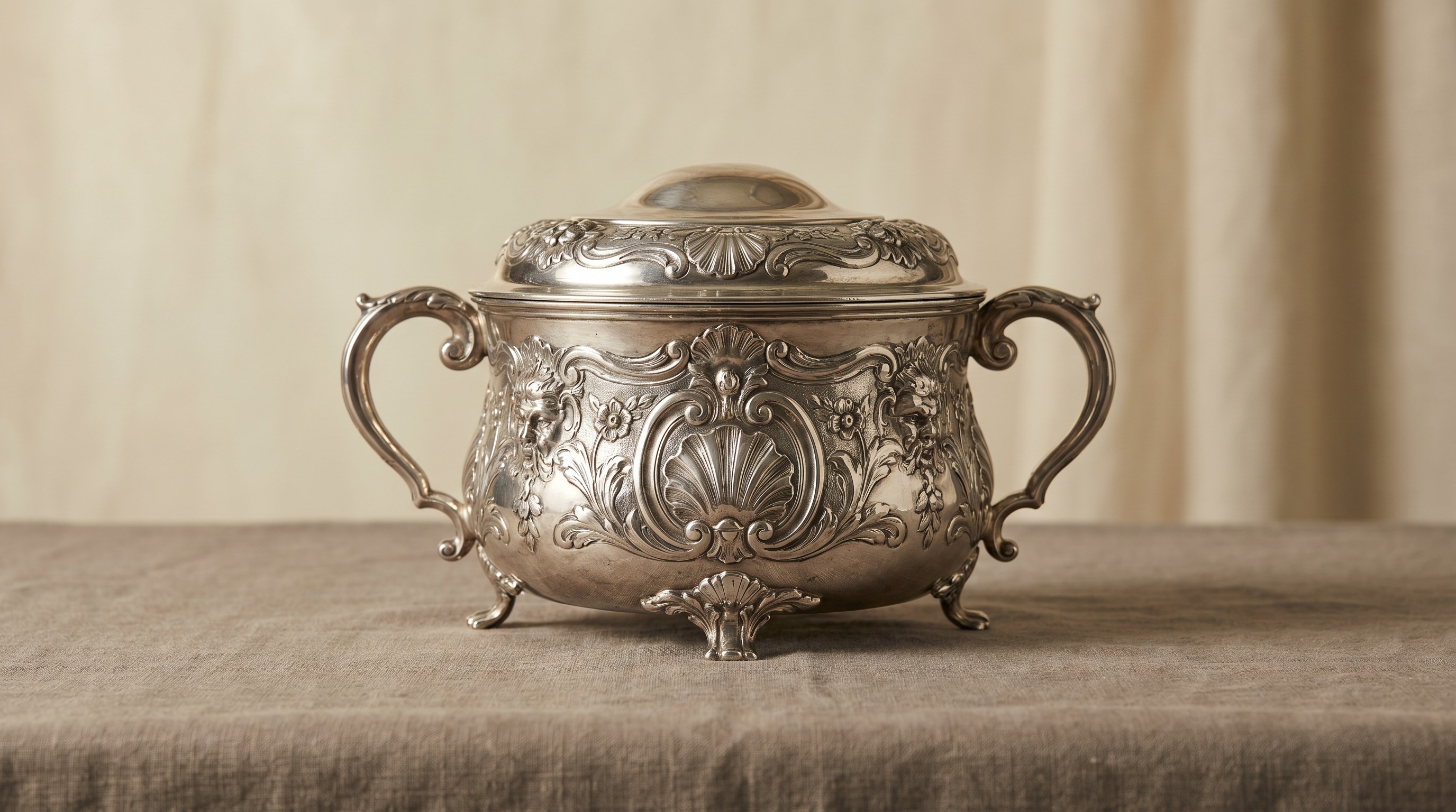 Paul de Lamerie style rococo English sterling silver covered cup — Mozeris Fine Antiques guide