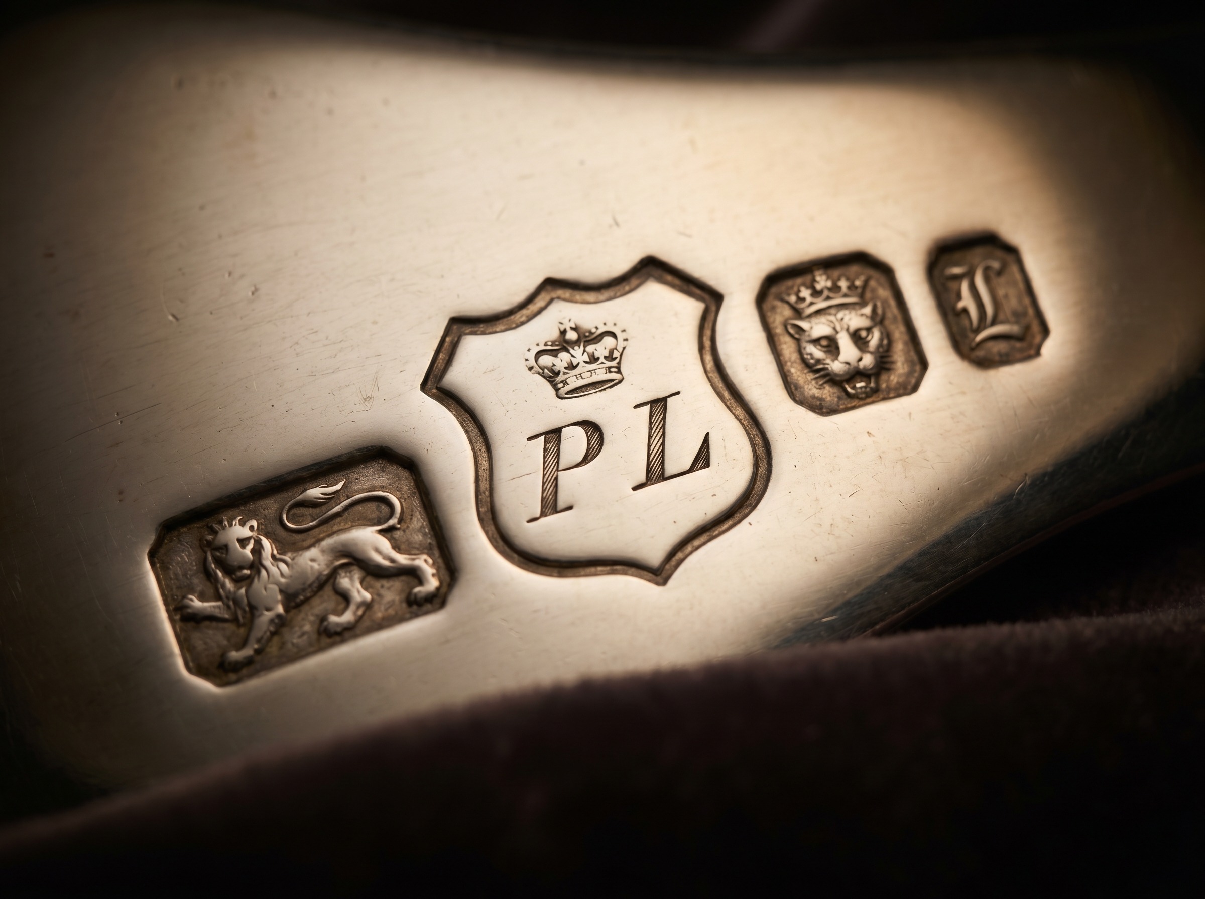 Paul de Lamerie PL maker's mark struck on early Georgian sterling silver