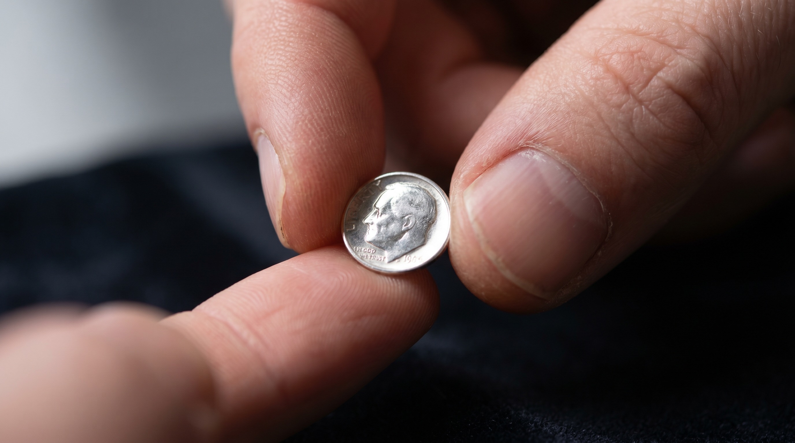 Macro of a single tiny silver Maundy coin